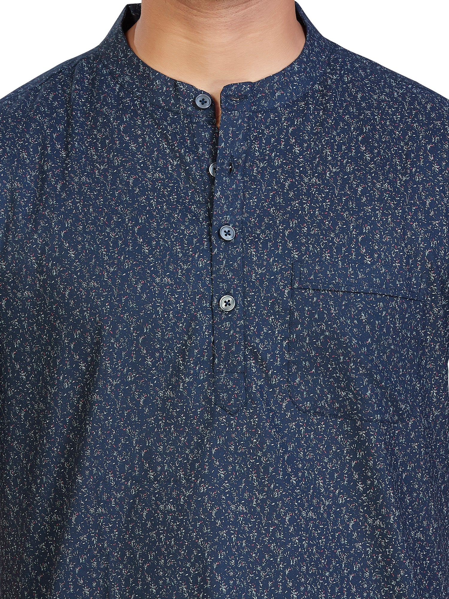 Cotton Short Kurta Half Sleeves for Men - Navy Blue | SHAVPRBLU3 | DesiQlo