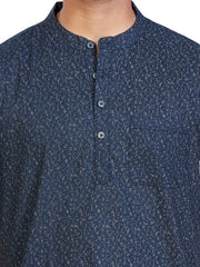 Cotton Short Kurta Half Sleeves for Men - Navy Blue | SHAVPRBLU3
