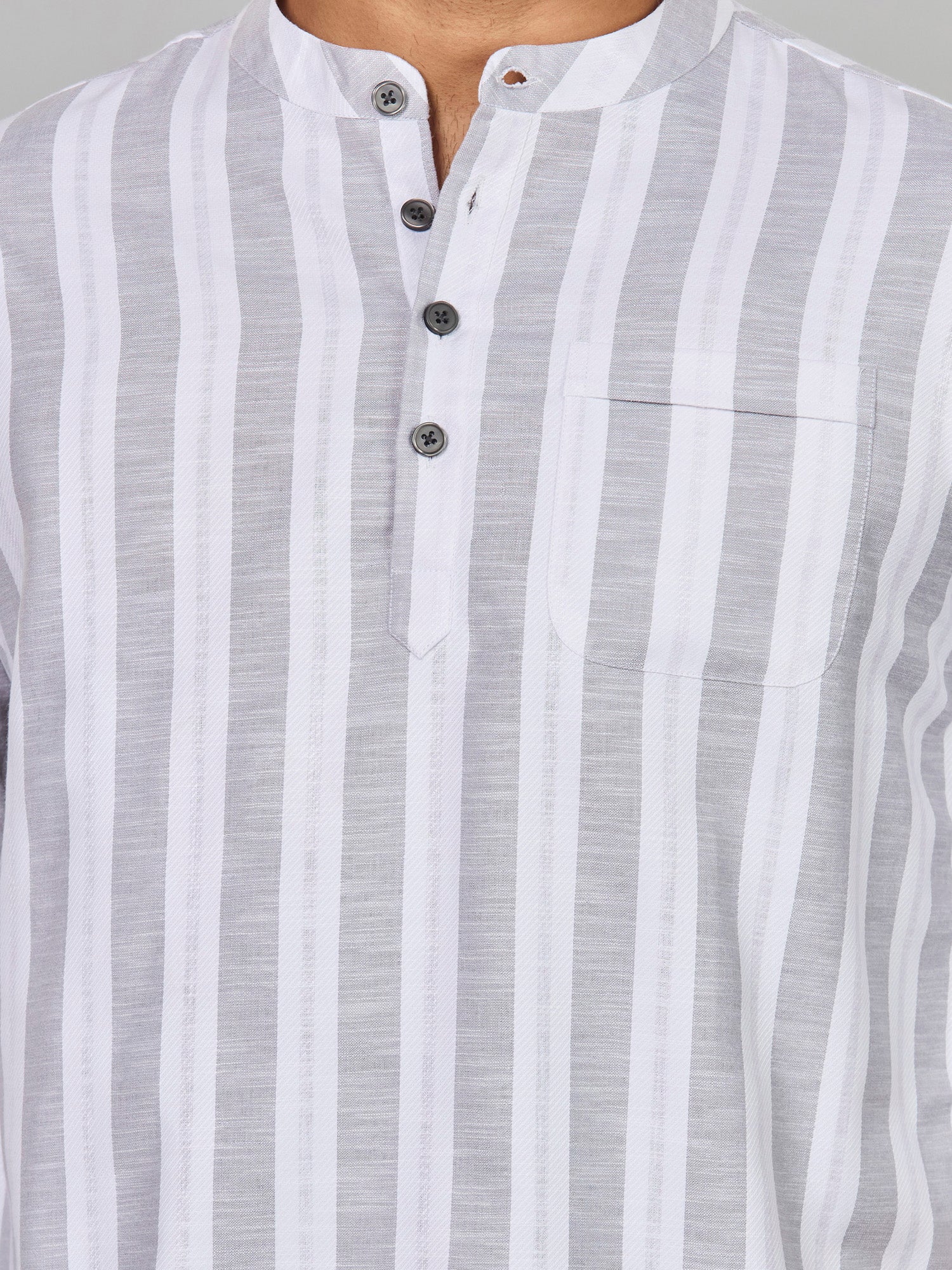 Cotton Short Kurta for Men - White | SKRTPSGRY3 | DesiQlo