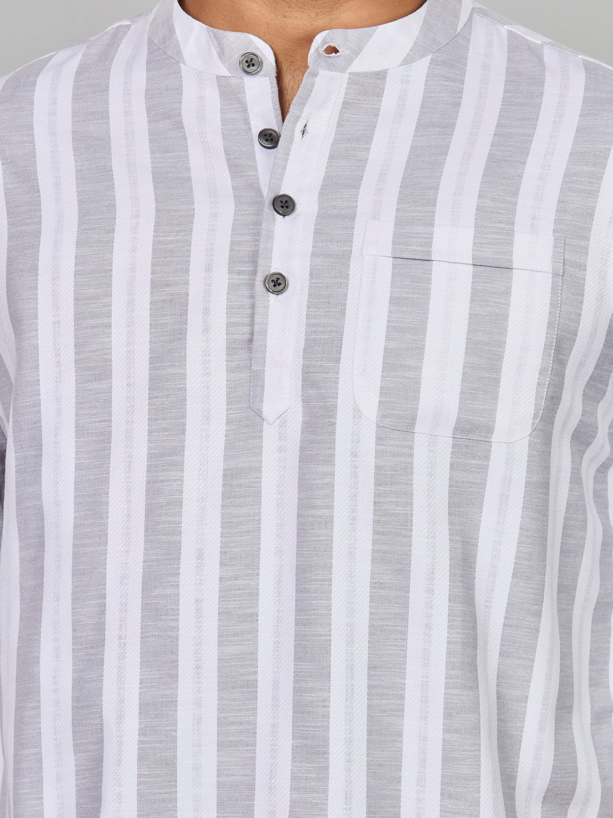 Cotton Short Kurta for Men - White | SKRTPSGRY3