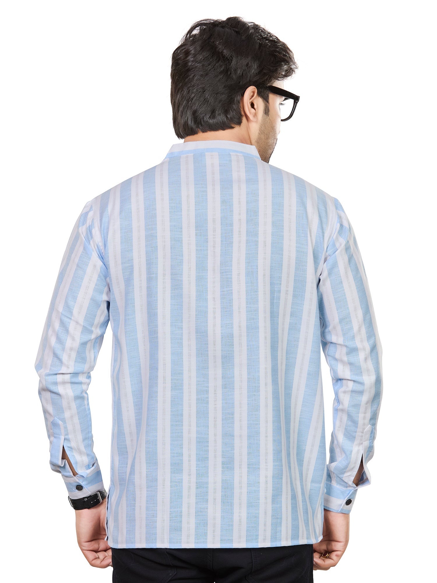 Cotton Short Kurta for Men - White | SKRTPSWBLU | DesiQlo