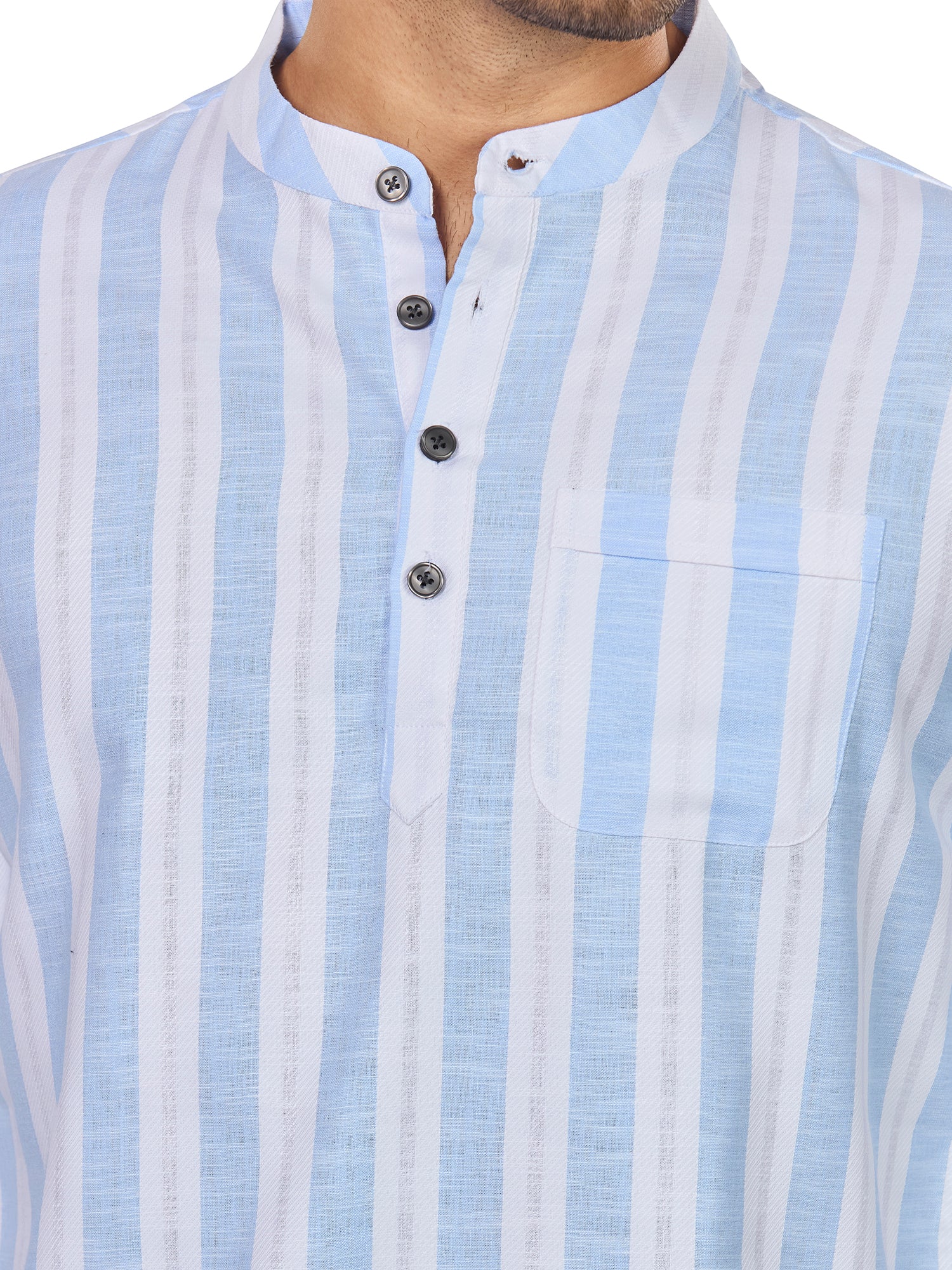 Cotton Short Kurta for Men - White | SKRTPSWBLU | DesiQlo