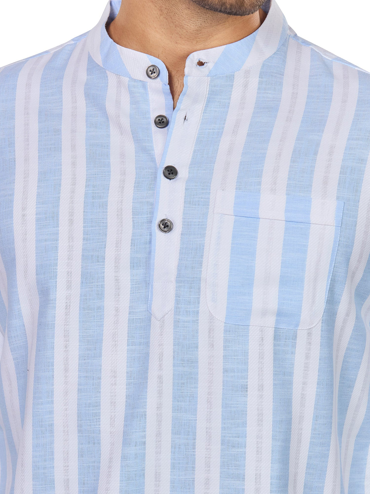 Cotton Short Kurta for Men - White | SKRTPSWBLU
