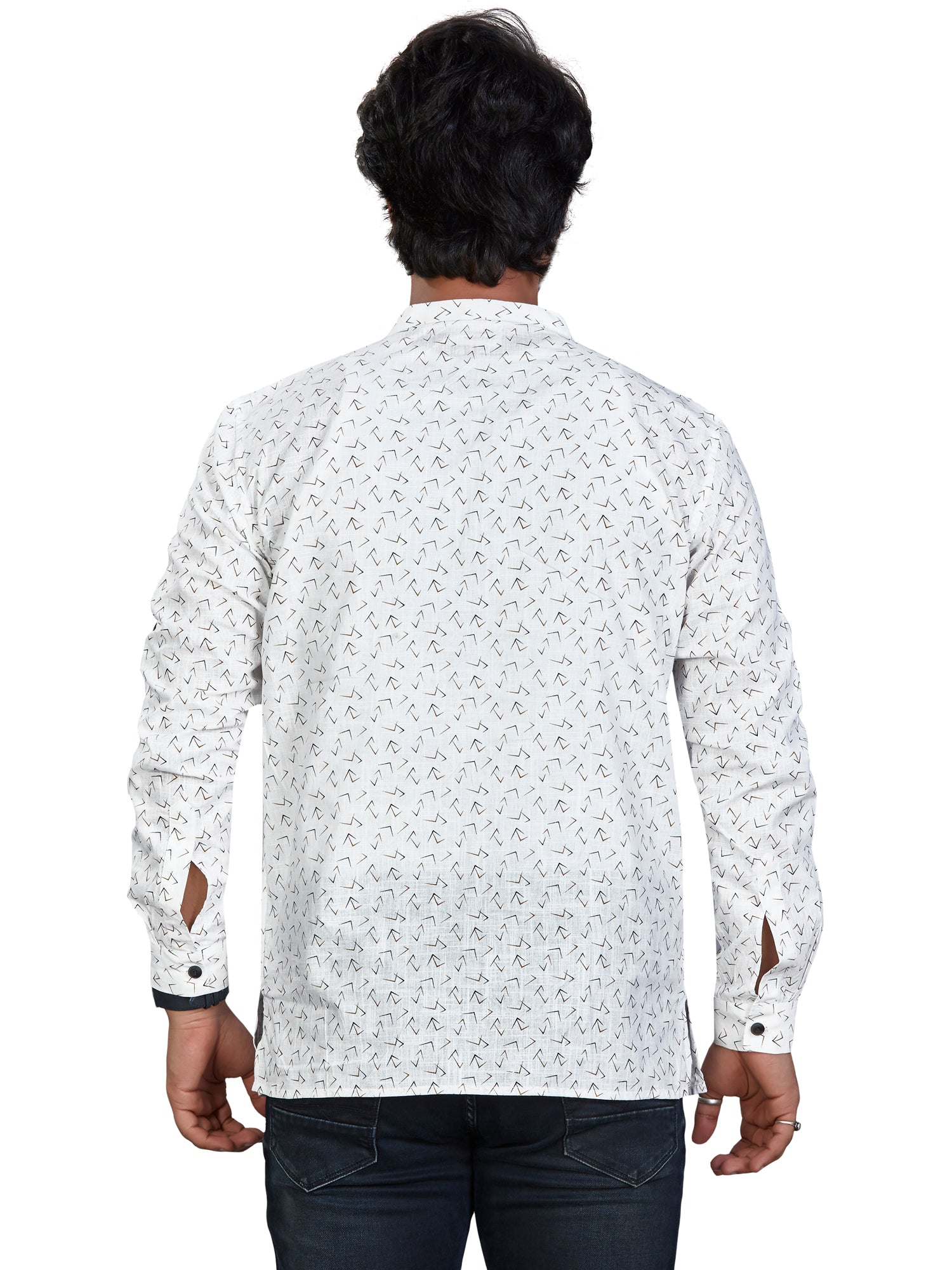Cotton Short Kurta for Men - White | SKSRPRWBRN | DesiQlo