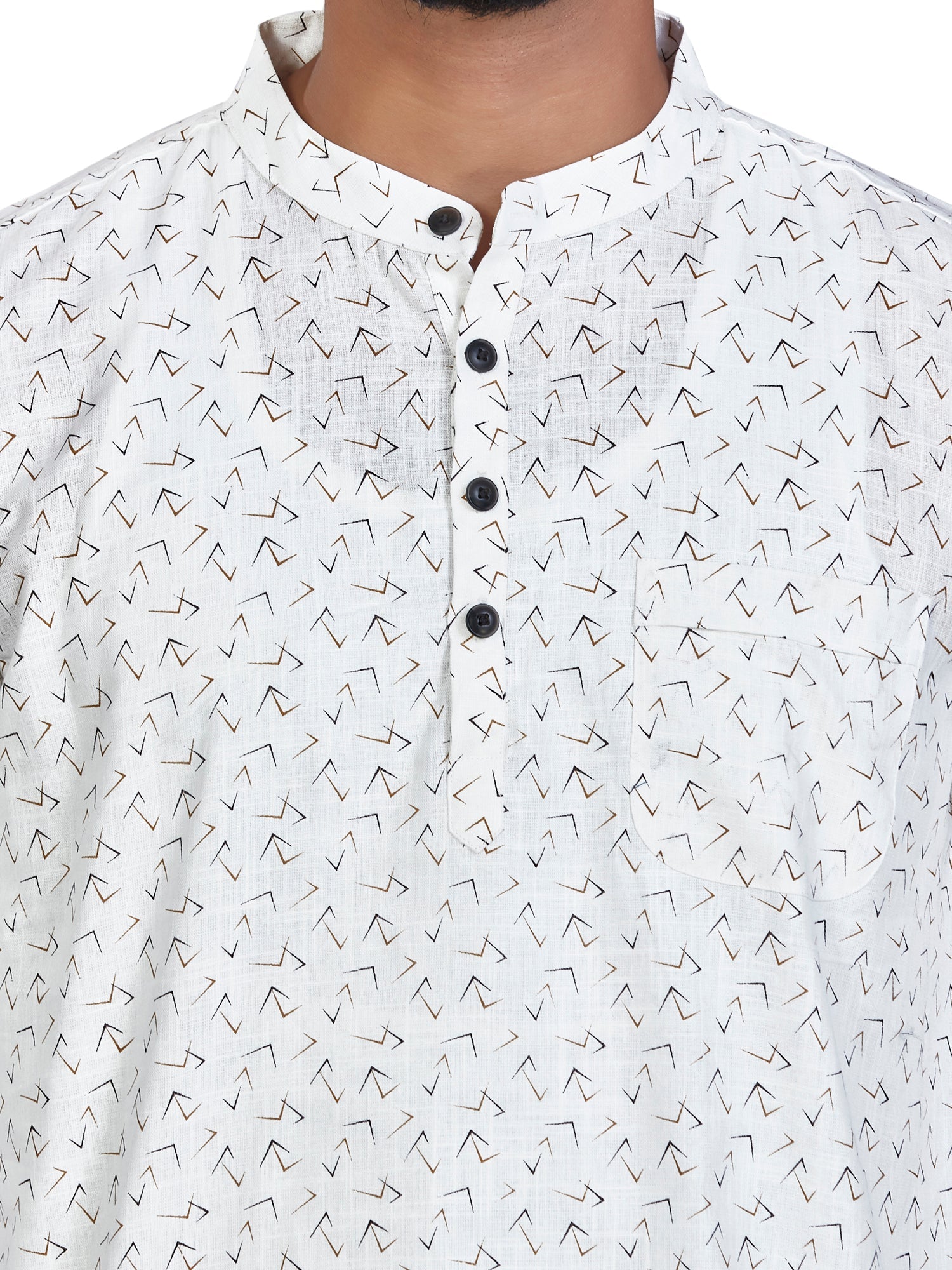 Cotton Short Kurta for Men - White | SKSRPRWBRN | DesiQlo