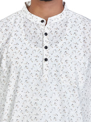 Cotton Short Kurta for Men - White | SKSRPRWBRN