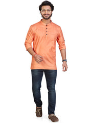 Cotton Short Kurta for Men - Orange | SKSRSSPCH3