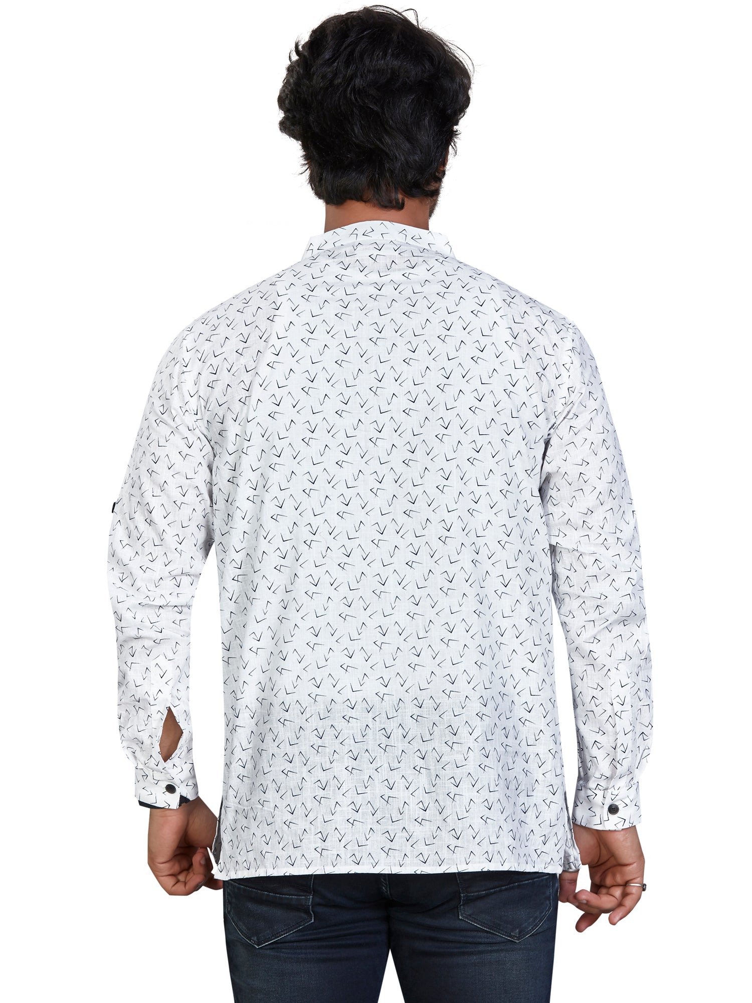 Cotton Short Kurta for Men - Multicolor | SKSRPRWBLU | DesiQlo