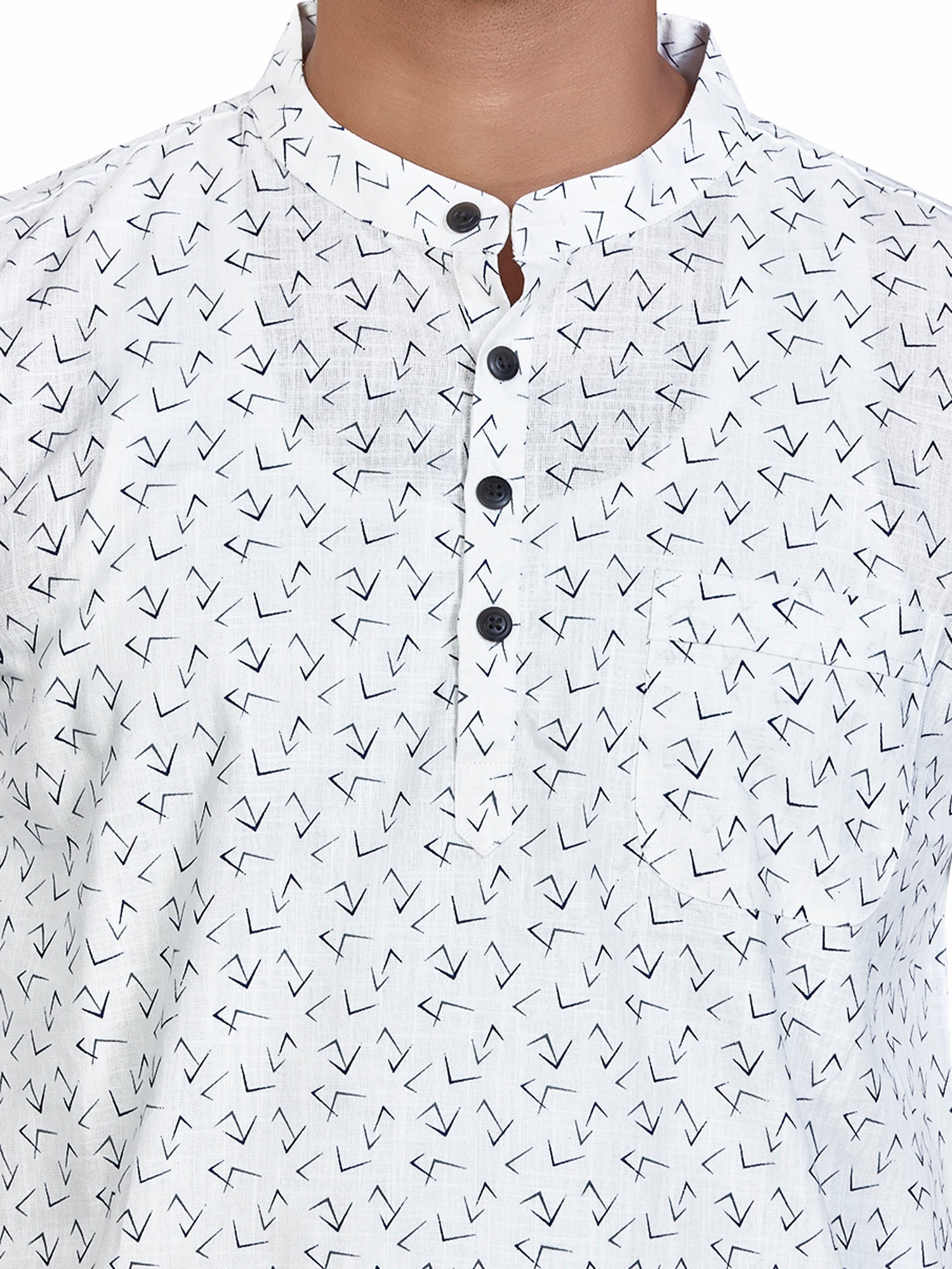 Cotton Short Kurta for Men - Multicolor | SKSRPRWBLU | DesiQlo