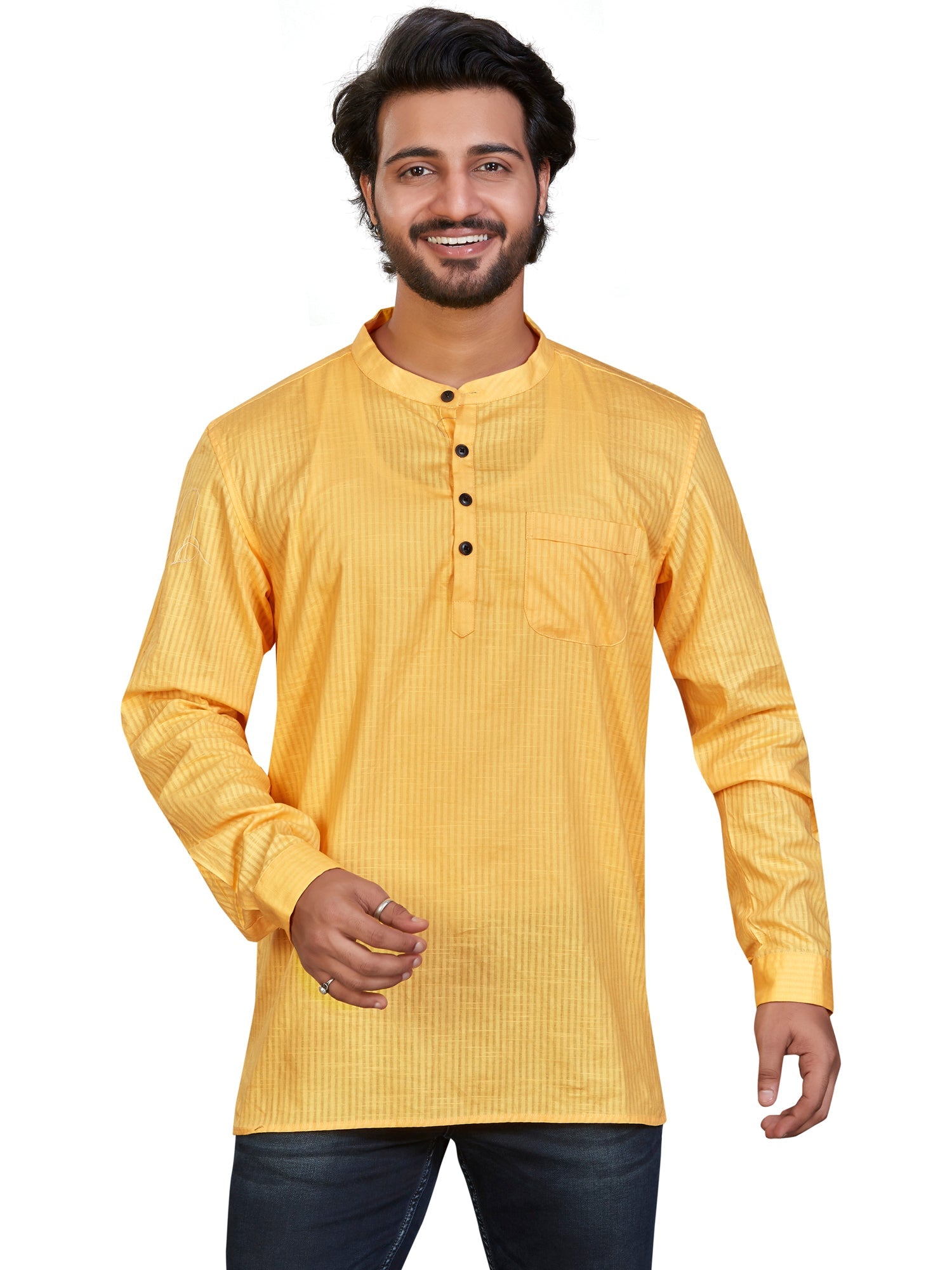 Cotton Short Kurta for Men - Multicolor | SKSRLIYEL3 | DesiQlo