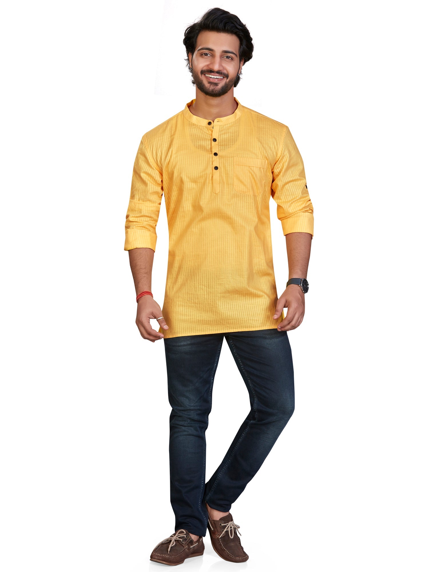 Cotton Short Kurta for Men - Multicolor | SKSRLIYEL3 | DesiQlo