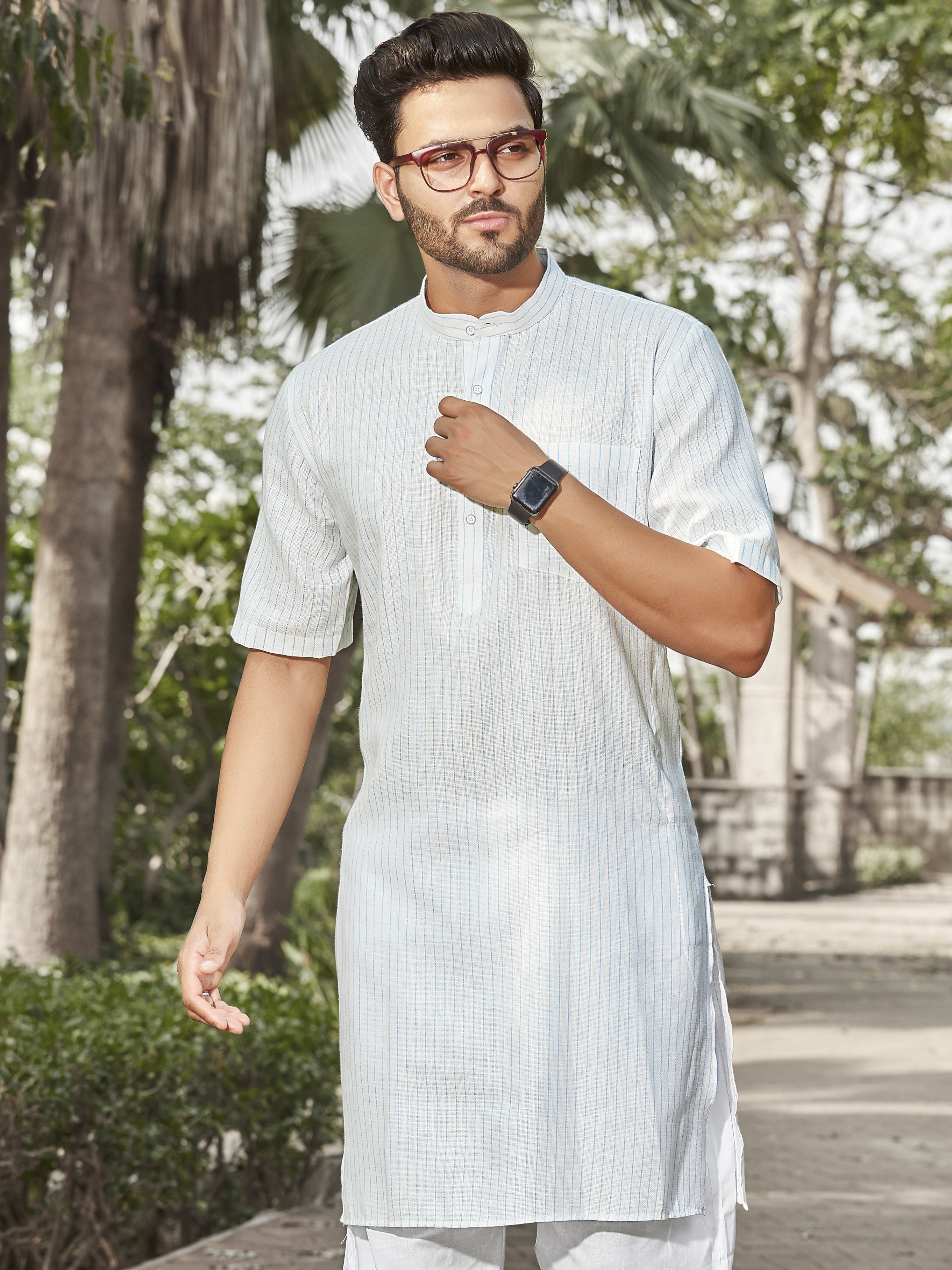 Cotton Modi Kurta for Men - Multicolor | HKSRLIWH38 | DesiQlo