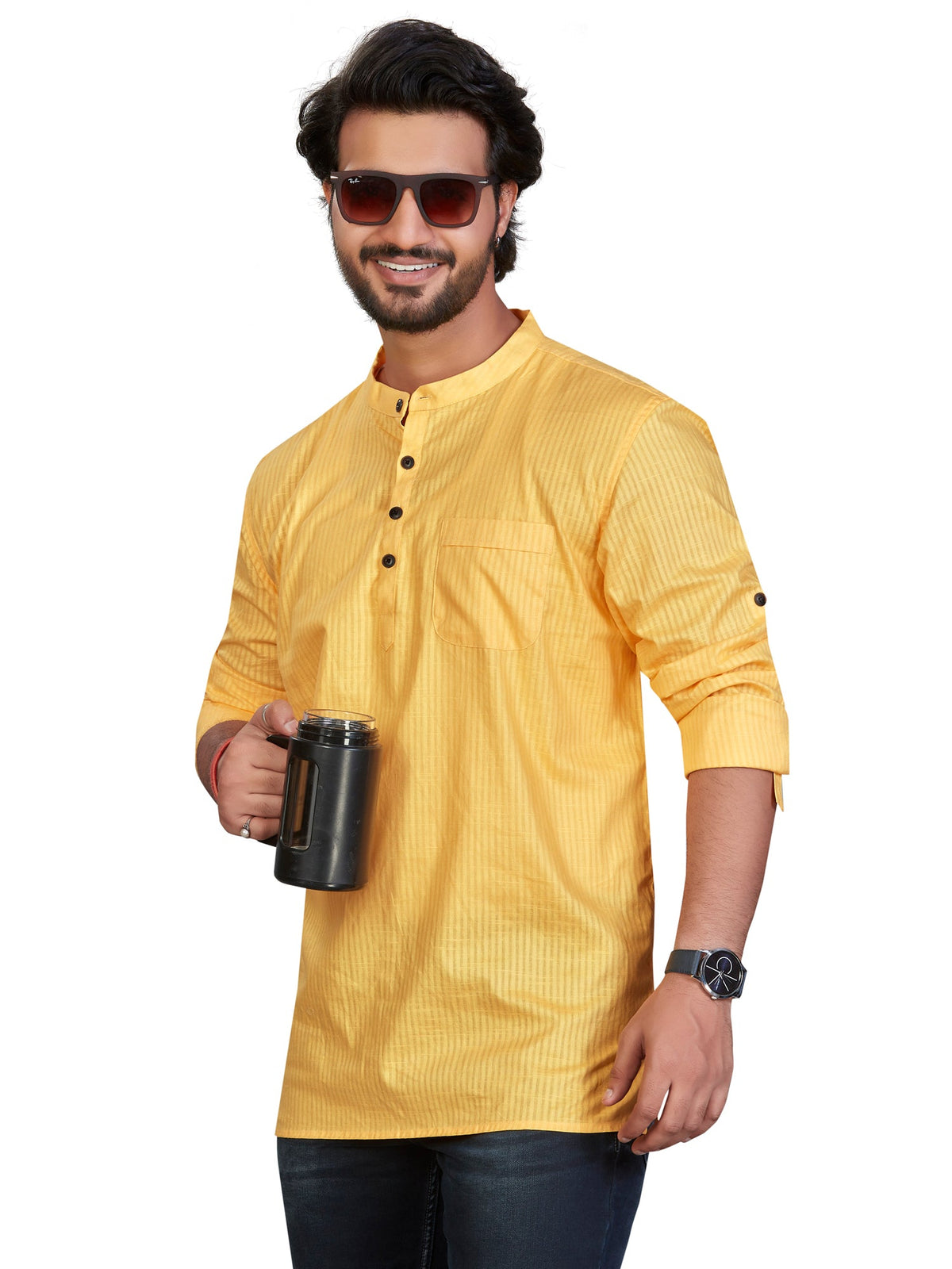 Cotton Short Kurta for Men - Multicolor | SKSRLIYEL3