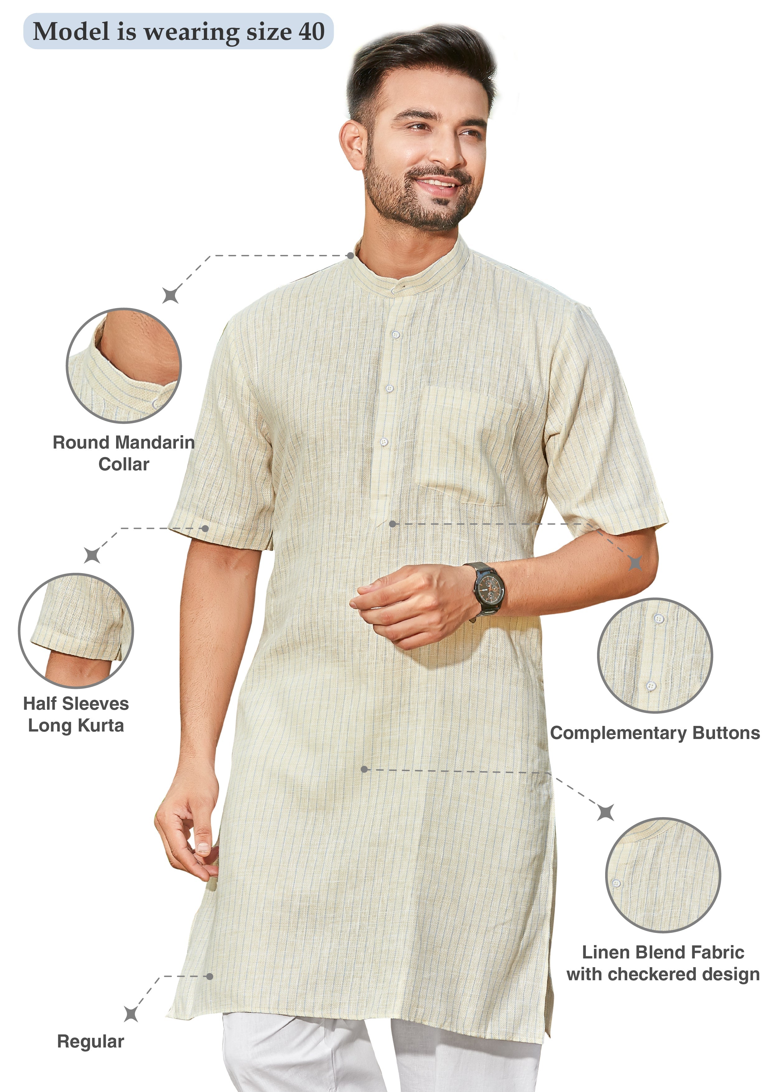 Cotton Modi Kurta for Men - Multicolor | HKSRLIBE38 | DesiQlo