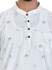 Cotton Short Kurta for Men - White | SKSRSQWBL3