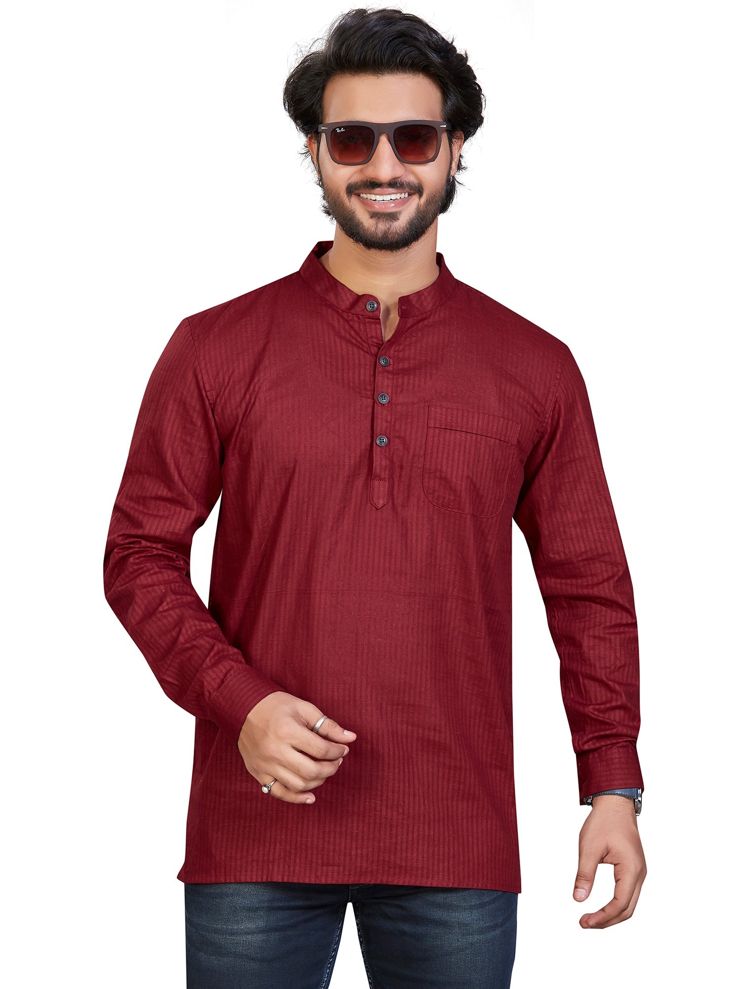 Cotton Short Kurta for Men - Multicolor | SKSRLIMAR3 | DesiQlo