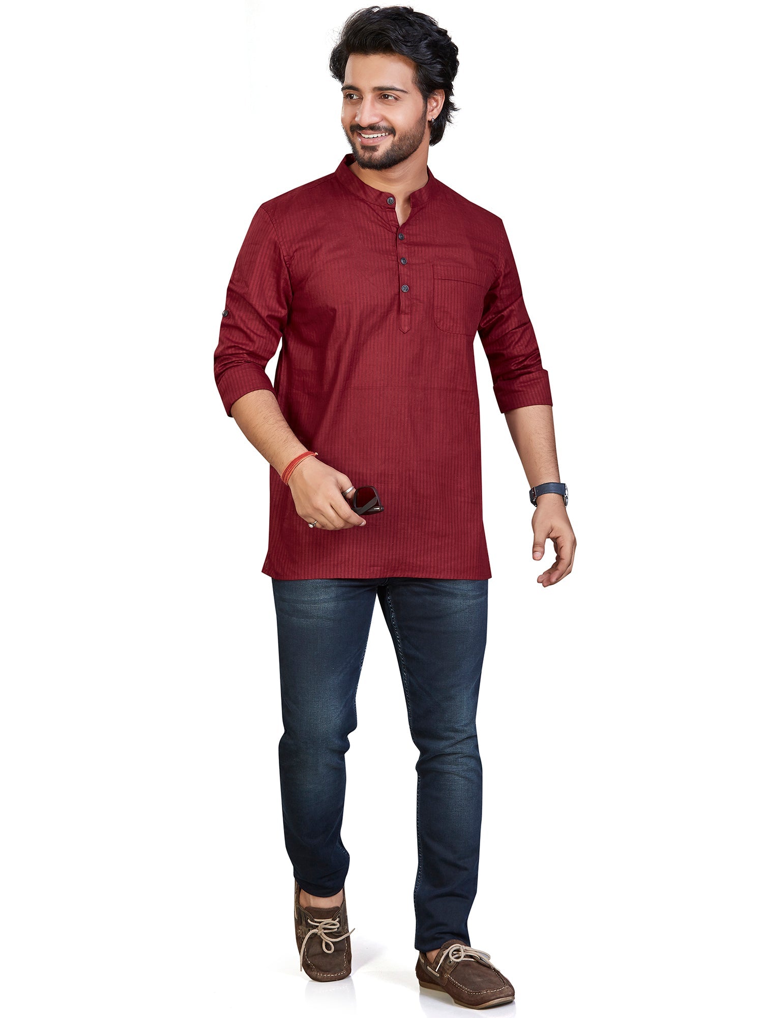 Cotton Short Kurta for Men - Multicolor | SKSRLIMAR3 | DesiQlo