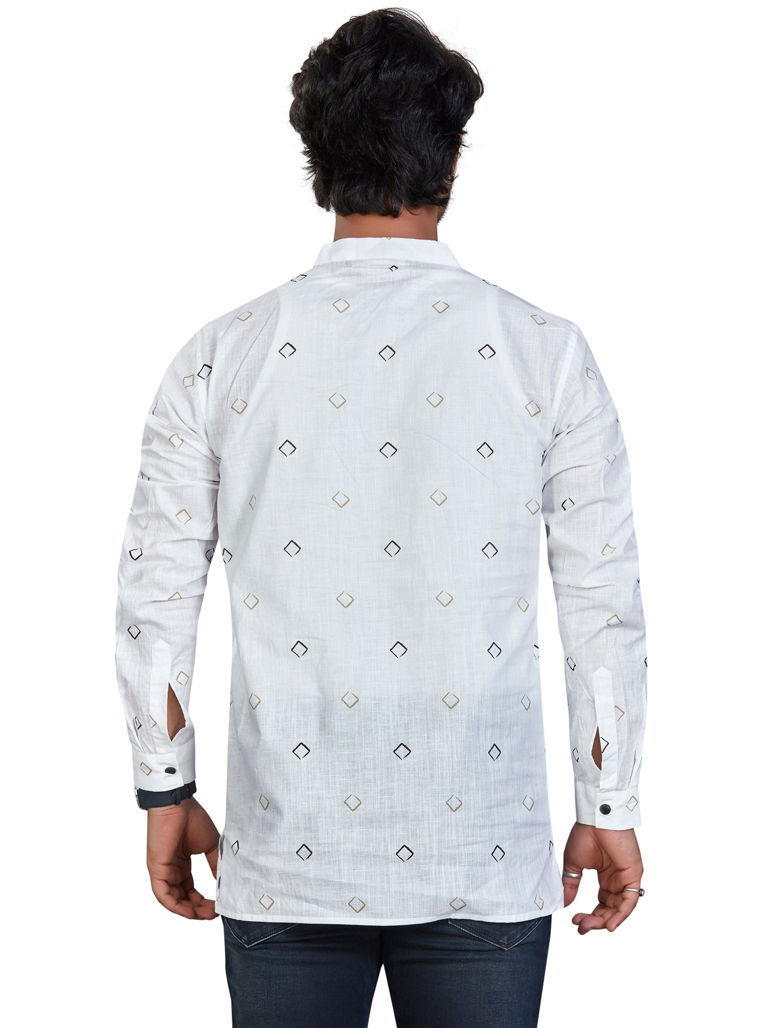 Cotton Short Kurta for Men - White | SKSRSQWGOL | DesiQlo