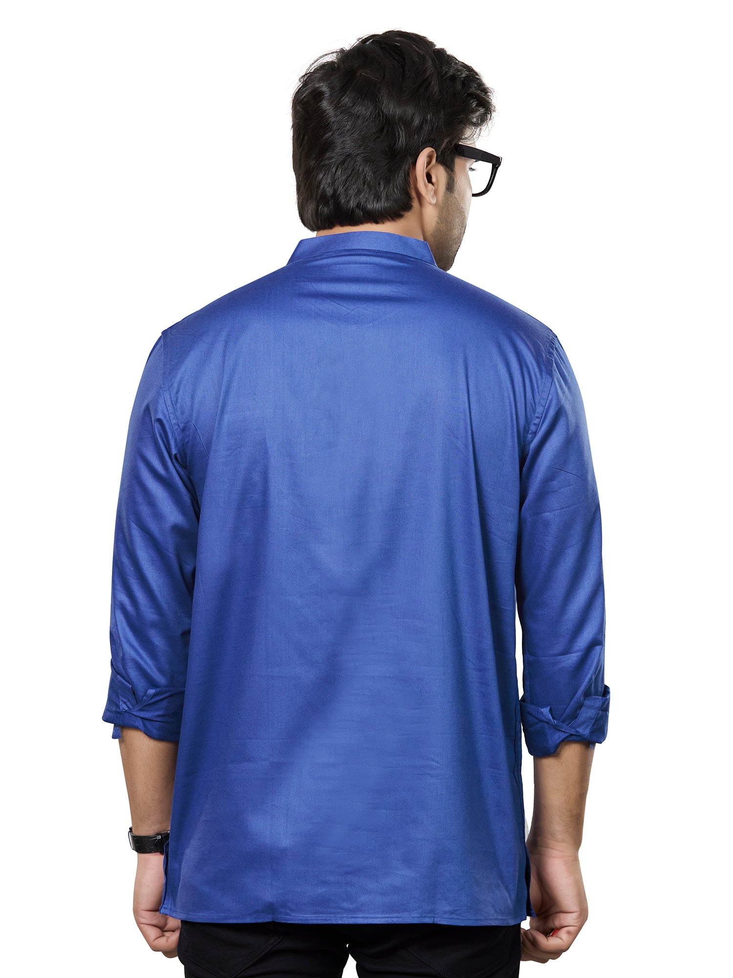 Cotton Short Kurta for Men - Blue | SKRECBBLU3 | DesiQlo