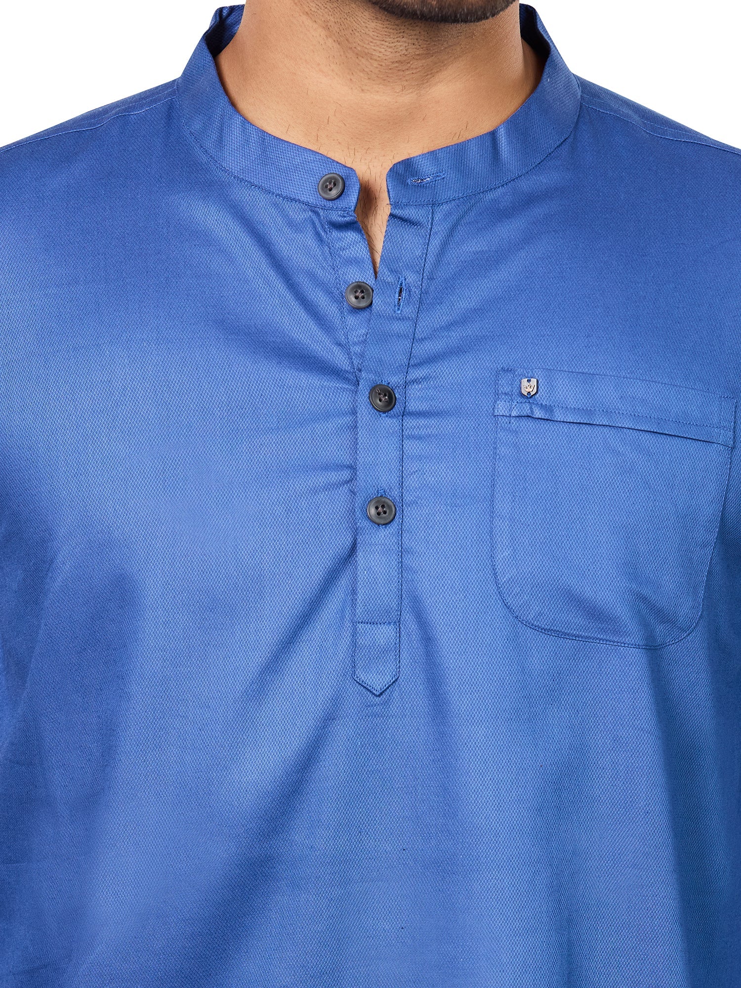 Cotton Short Kurta for Men - Blue | SKRECBBLU3 | DesiQlo