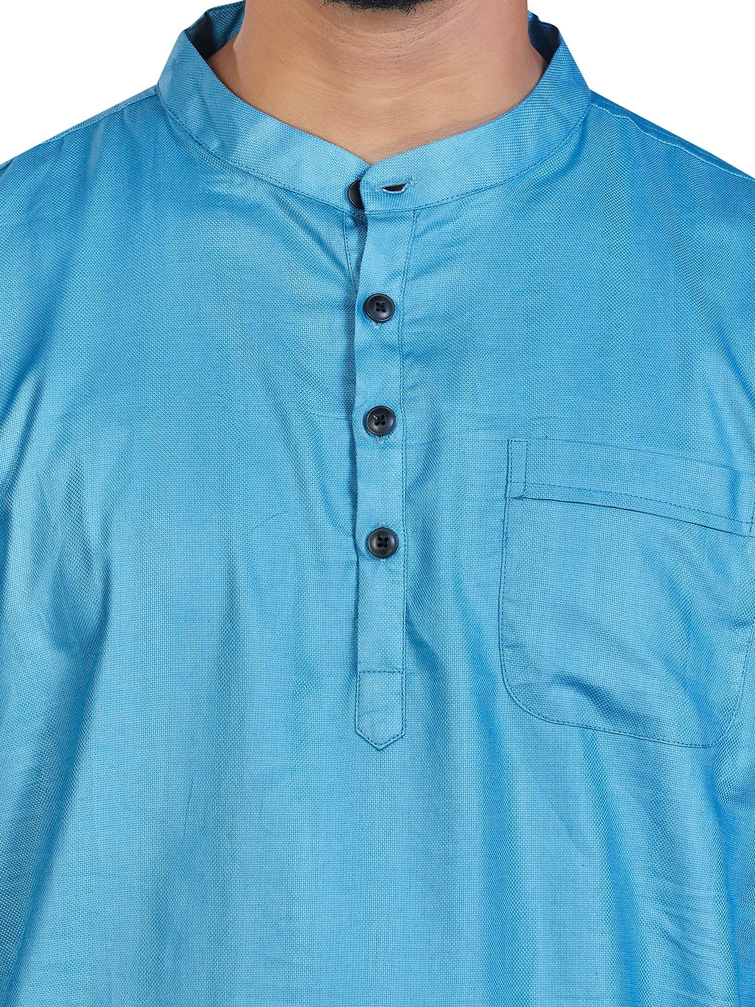 Cotton Short Kurta for Men - Blue | SKSRSSBLU3 | DesiQlo