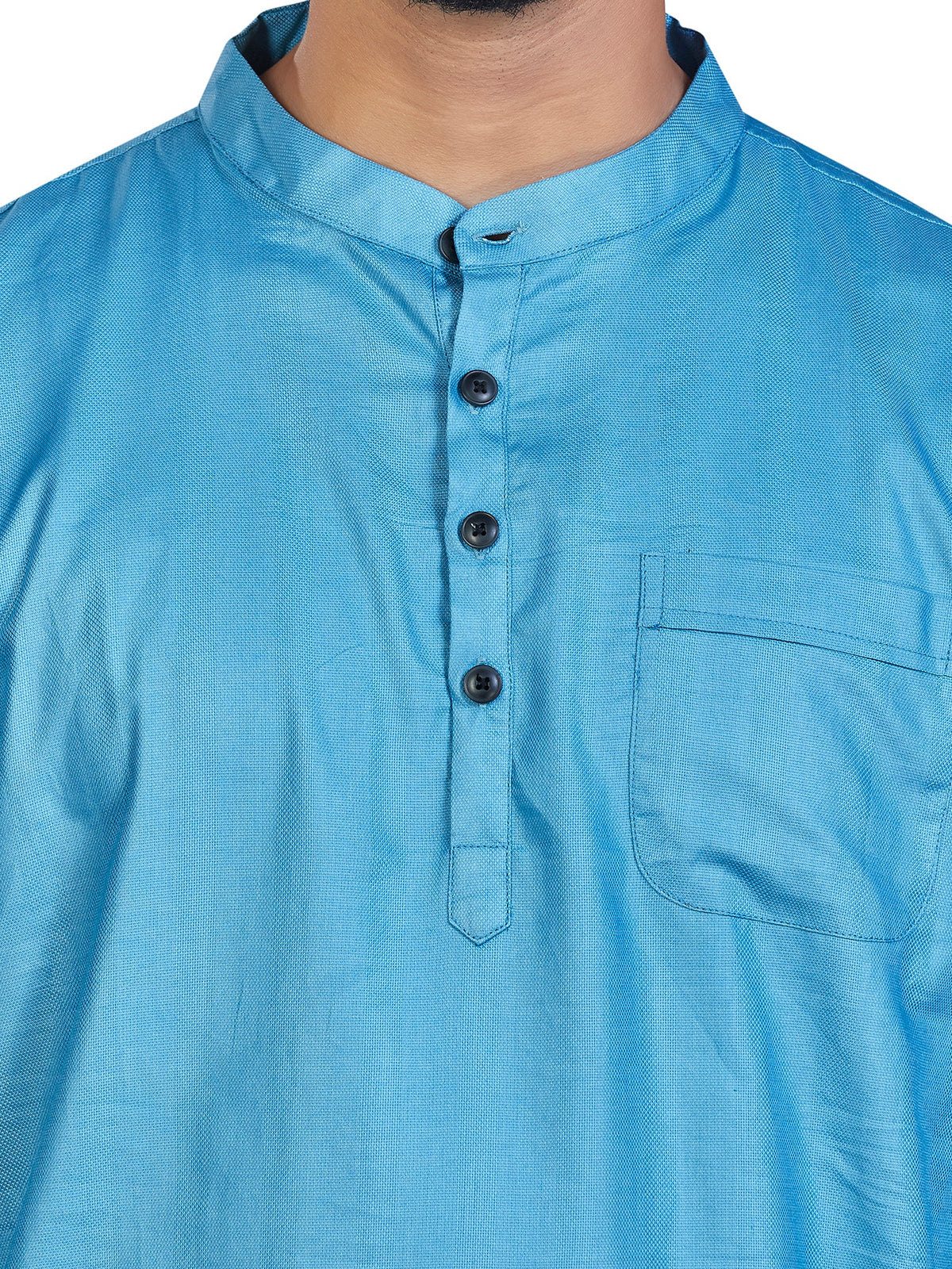 Cotton Short Kurta for Men - Blue | SKSRSSBLU3