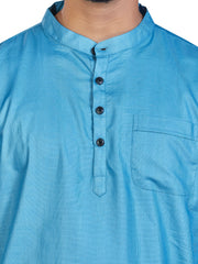 Cotton Short Kurta for Men - Blue | SKSRSSBLU3