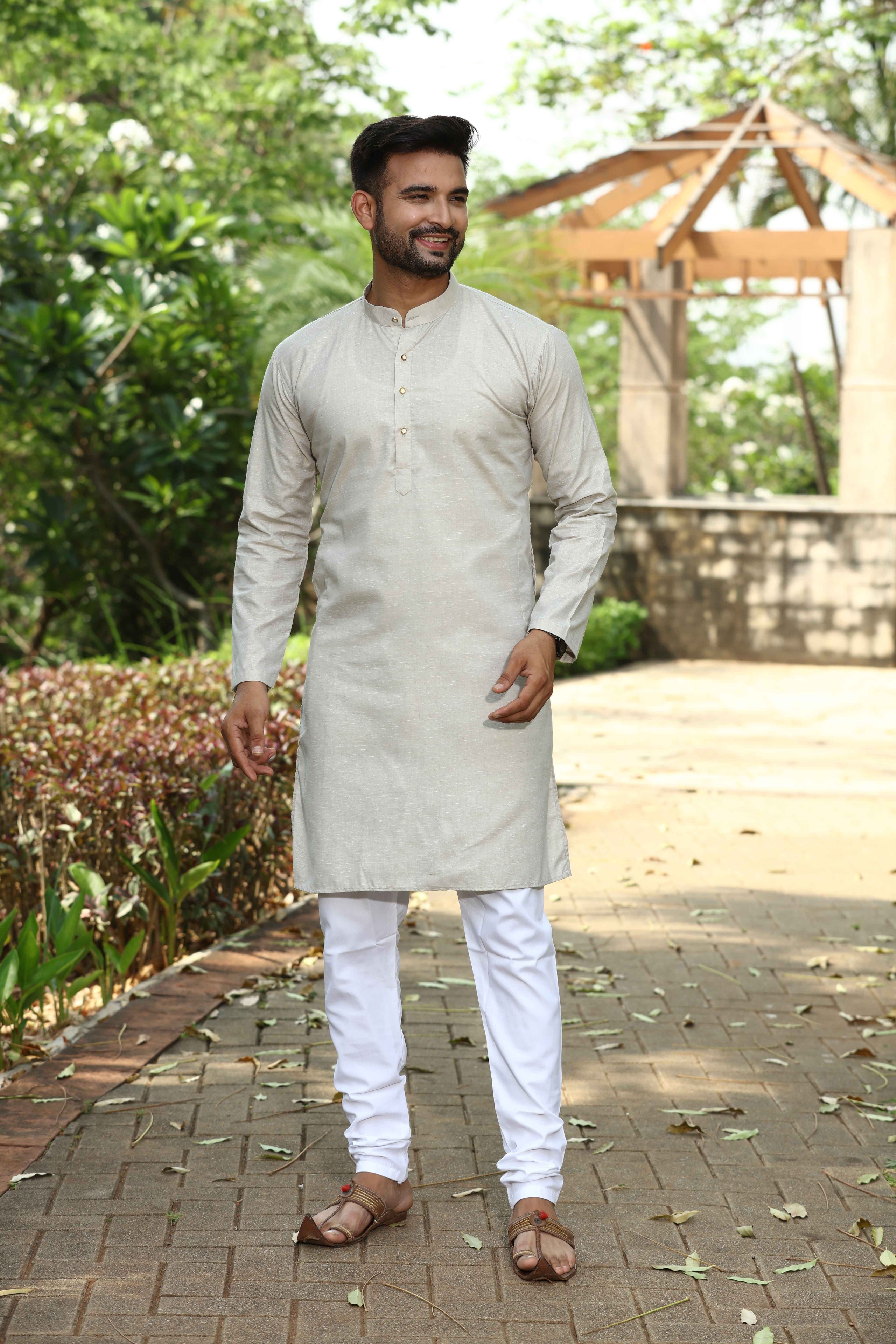 Cotton Kurta for Men - Beige | KPSGSLBE38 | DesiQlo