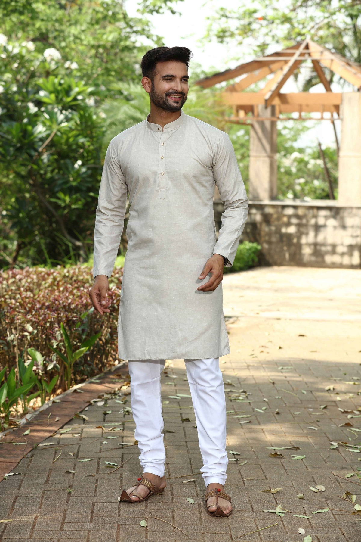 Cotton Kurta for Men - Beige | KPSGSLBE38