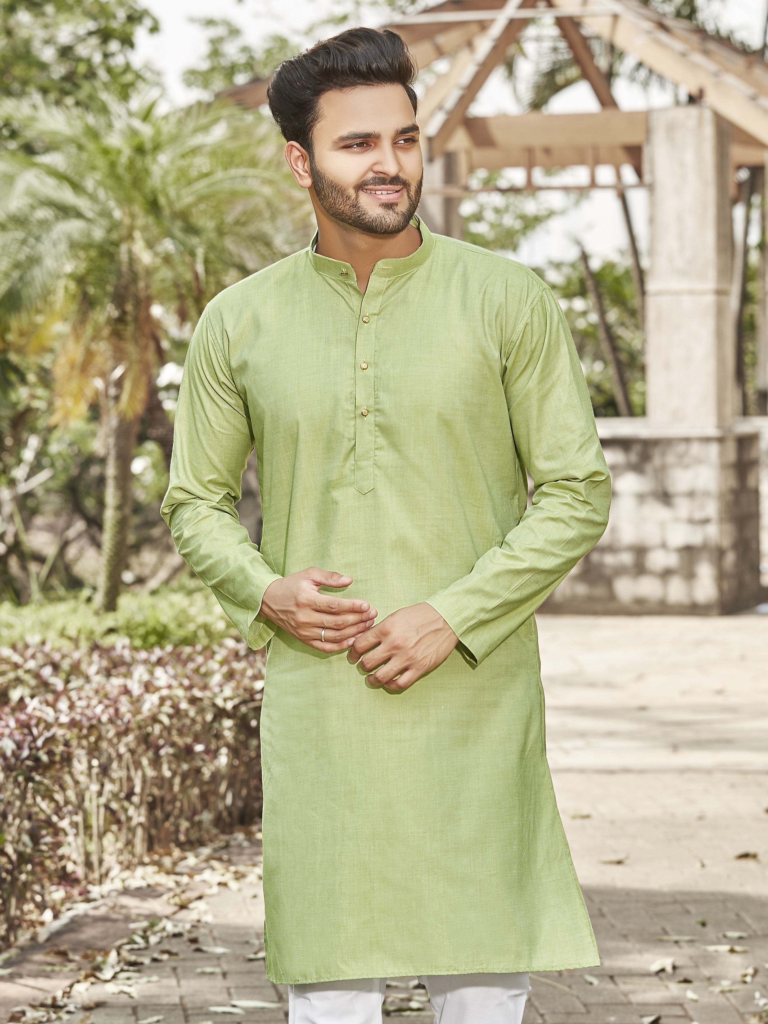 Cotton Kurta for Men - Green | KPSGSLGRN3 | DesiQlo