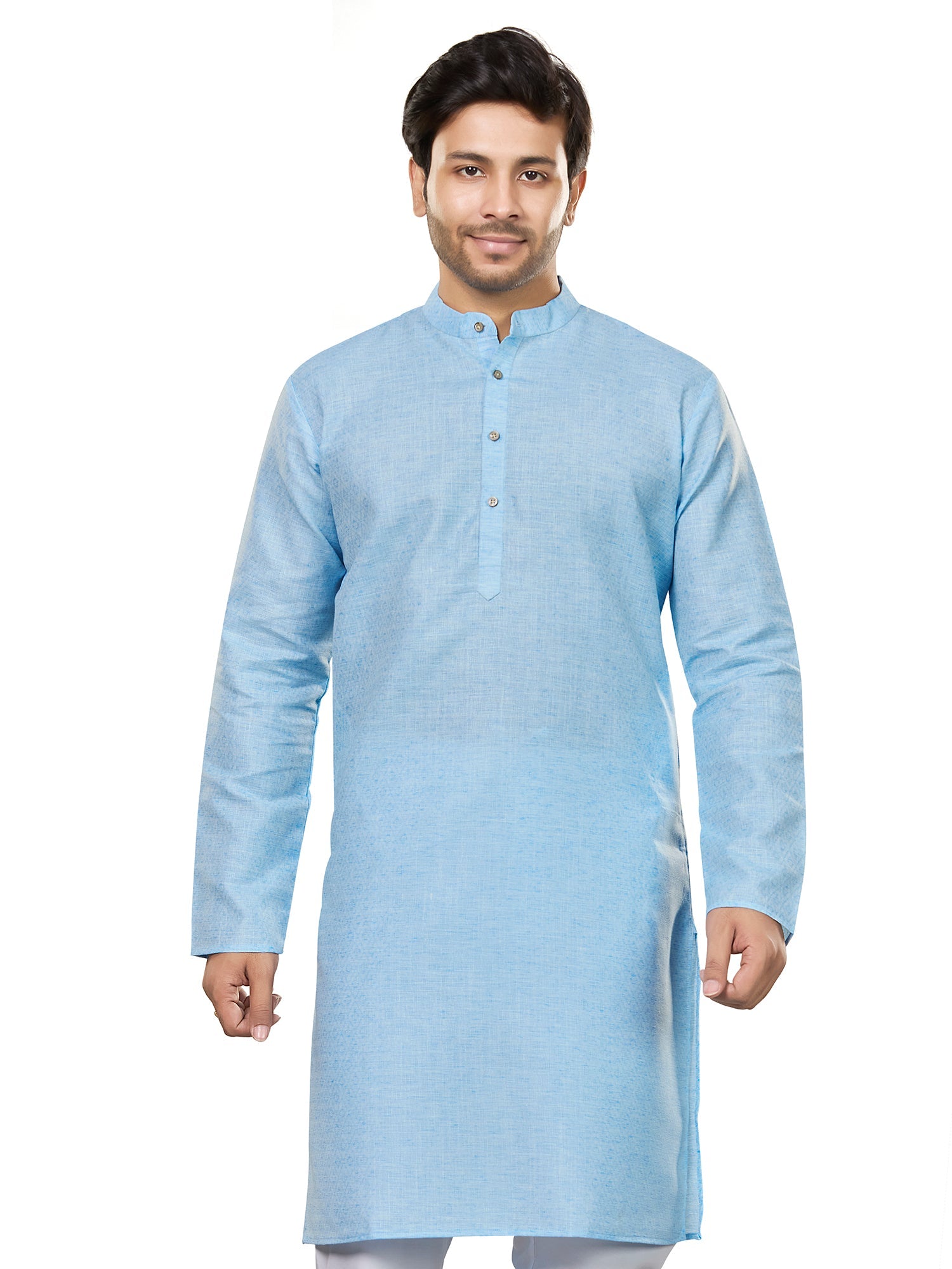 Cotton Kurta for Men - Blue | KUSRJQSKY3 | DesiQlo