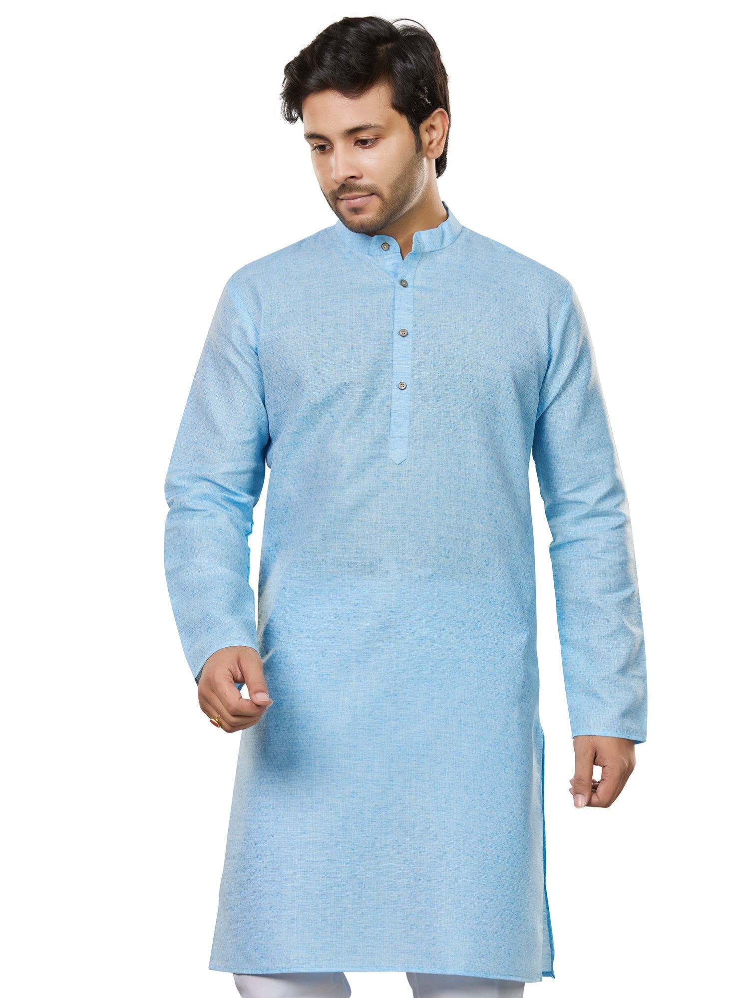 Cotton Kurta for Men - Blue | KUSRJQSKY3 | DesiQlo