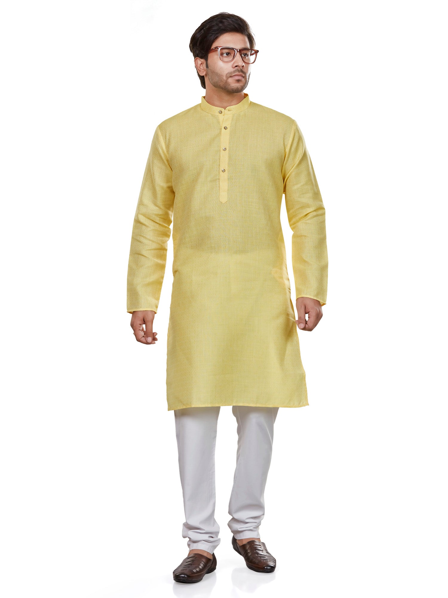Cotton Kurta for Men - Yellow | KUSRJQSFL3 | DesiQlo