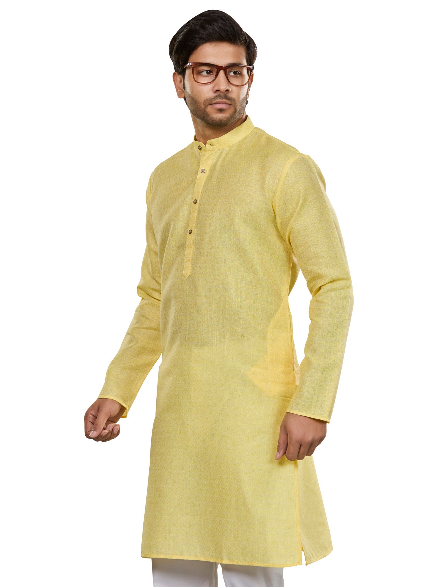 Cotton Kurta for Men - Yellow | KUSRJQSFL3 | DesiQlo