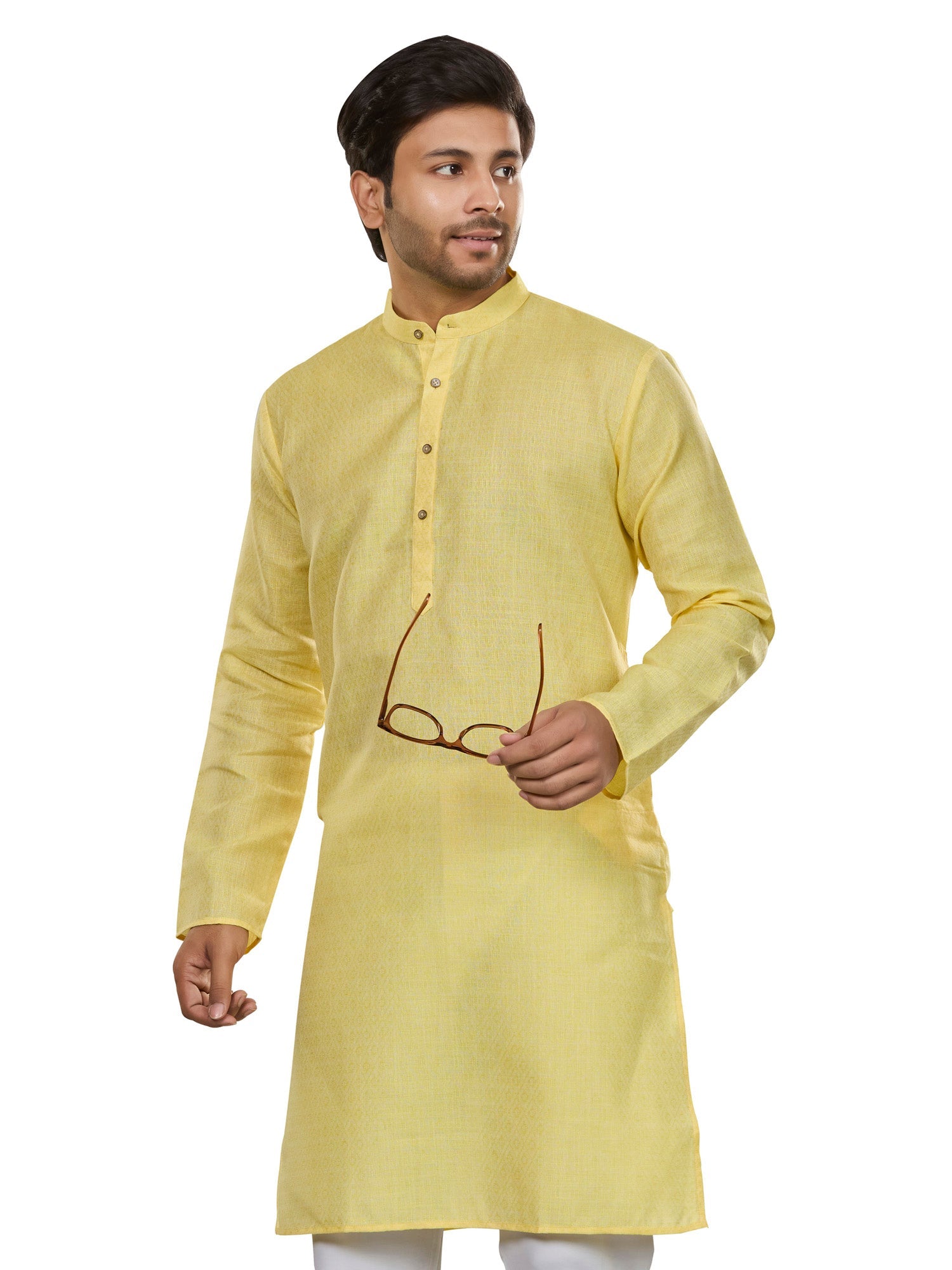 Cotton Kurta for Men - Yellow | KUSRJQSFL3 | DesiQlo