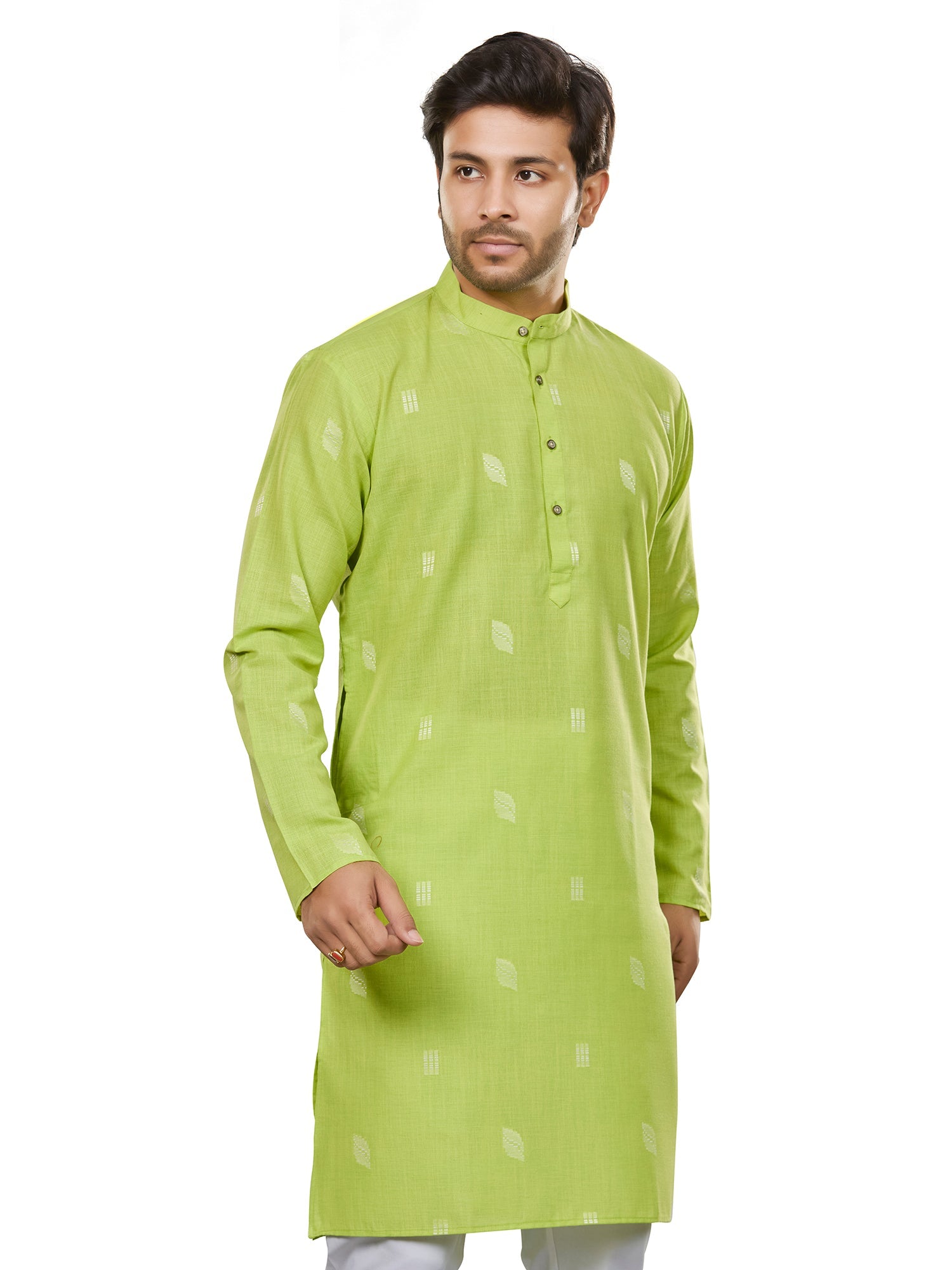 Cotton Kurta for Men - Green | KUSRBUNEO3 | DesiQlo
