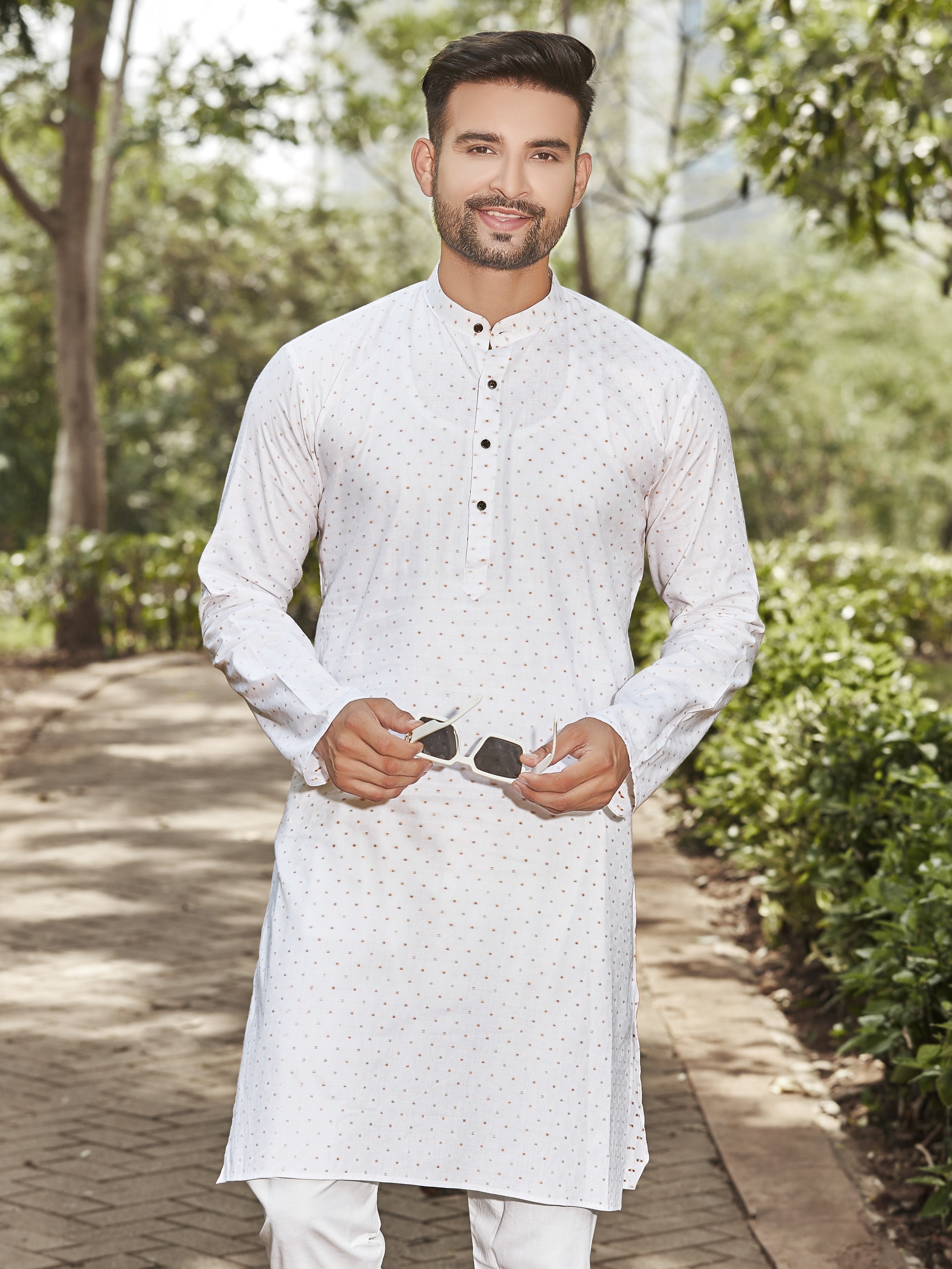 Cotton Kurta for Men - White | KPSSBUTWH3 | DesiQlo