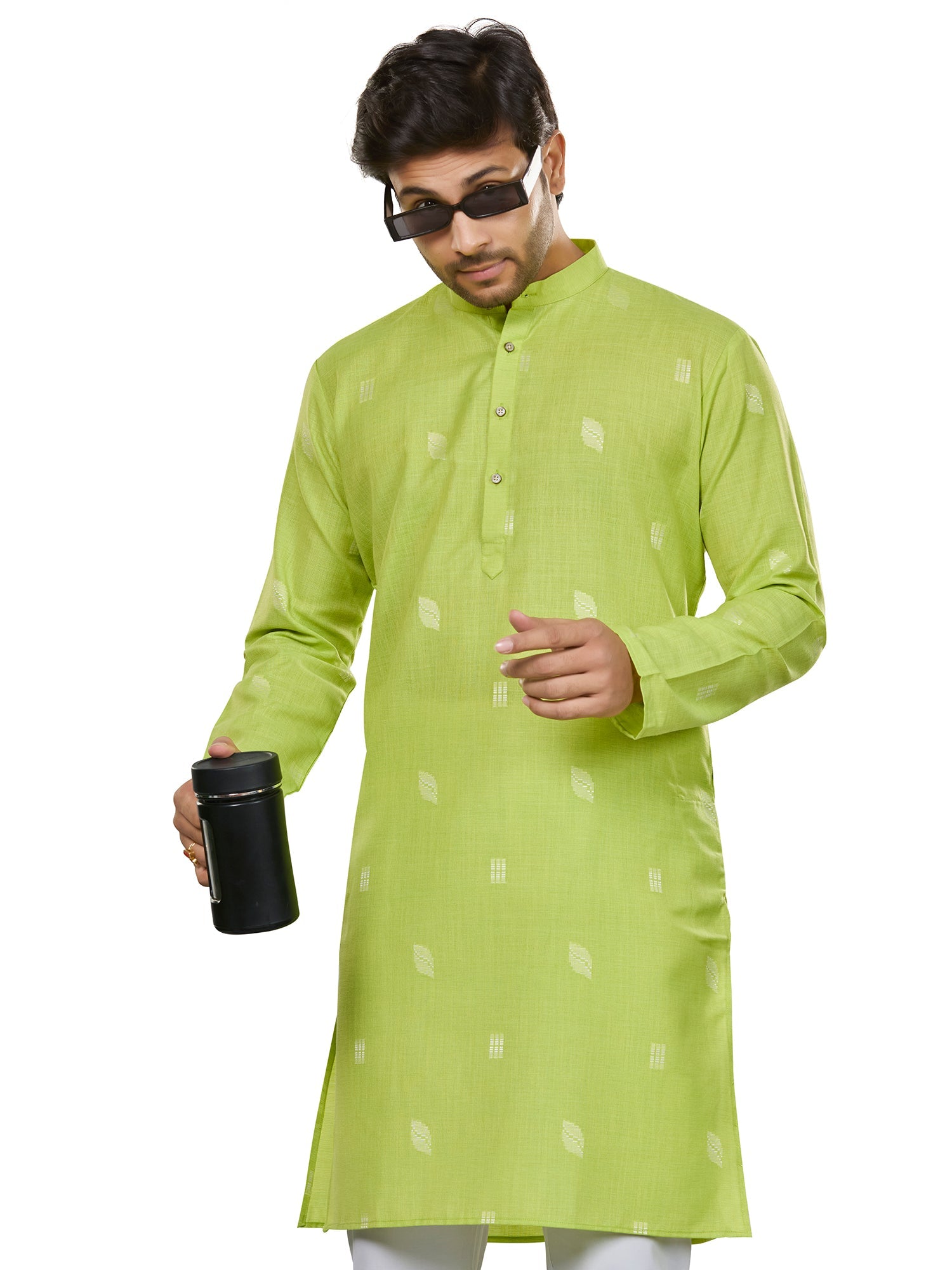 Cotton Kurta for Men - Green | KUSRBUNEO3 | DesiQlo