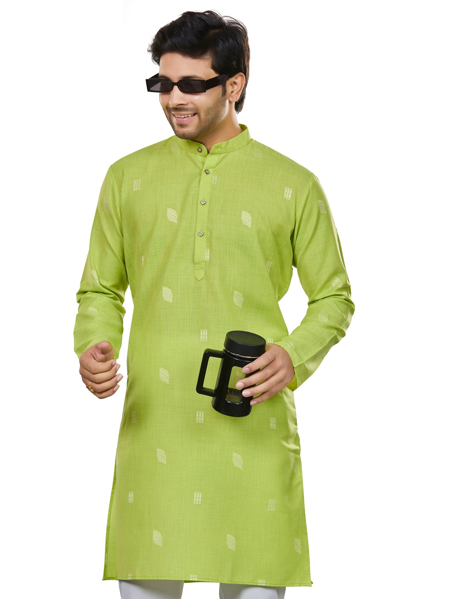 Cotton Kurta for Men - Green | KUSRBUNEO3 | DesiQlo