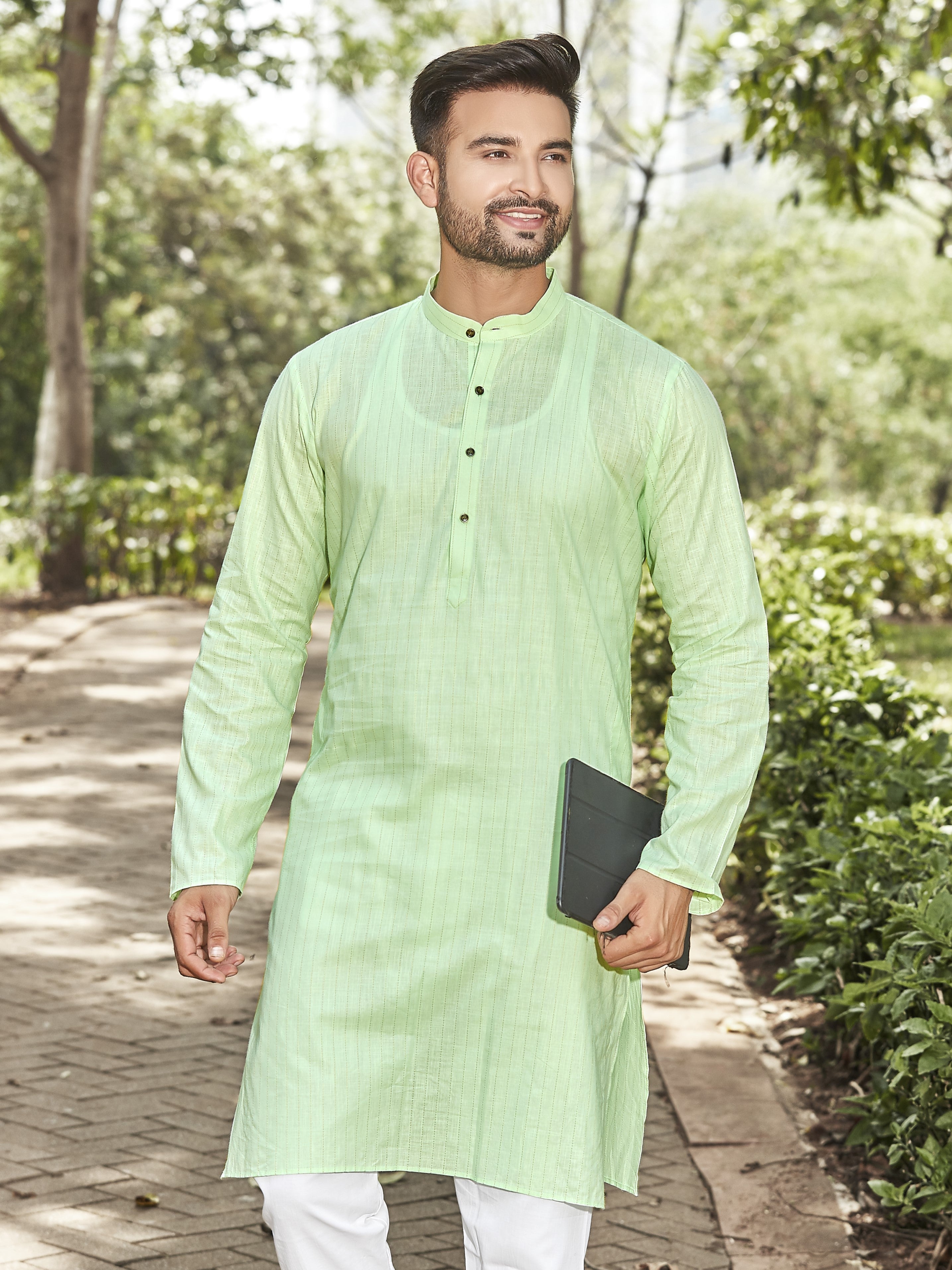 Cotton Kurta for Men - Multicolor | KPUCCLGR38 | DesiQlo