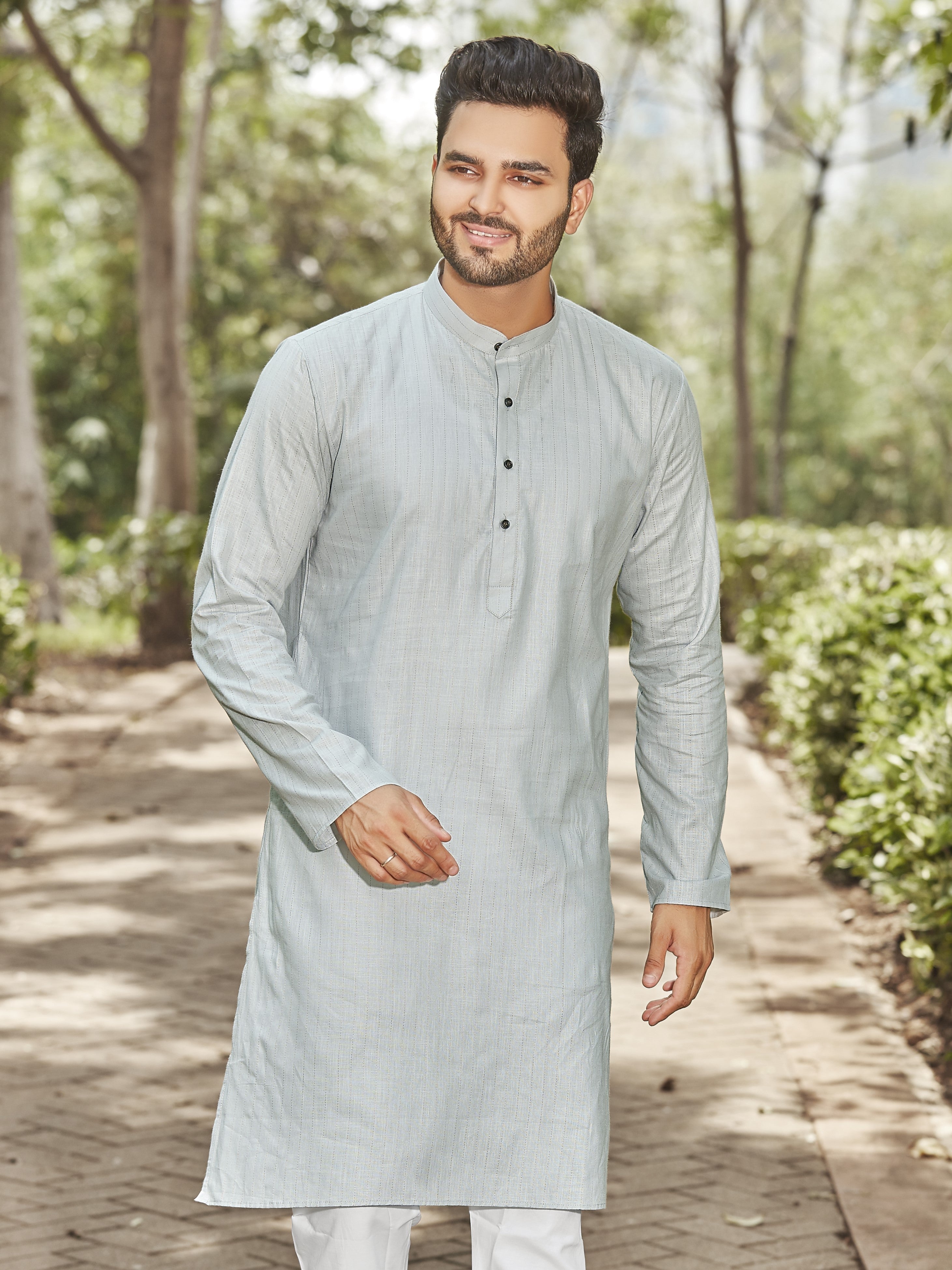 Cotton Kurta for Men - Multicolor | KPUCCLGY38 | DesiQlo