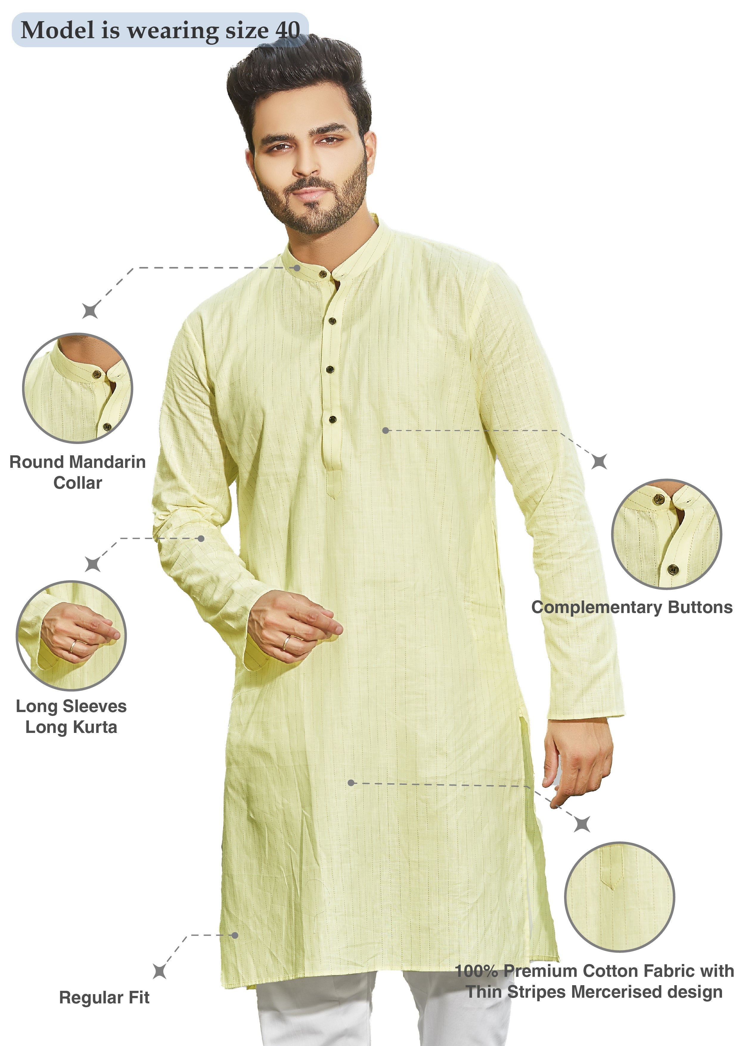 Cotton Kurta for Men - Multicolor | KPUCCLLY38 | DesiQlo