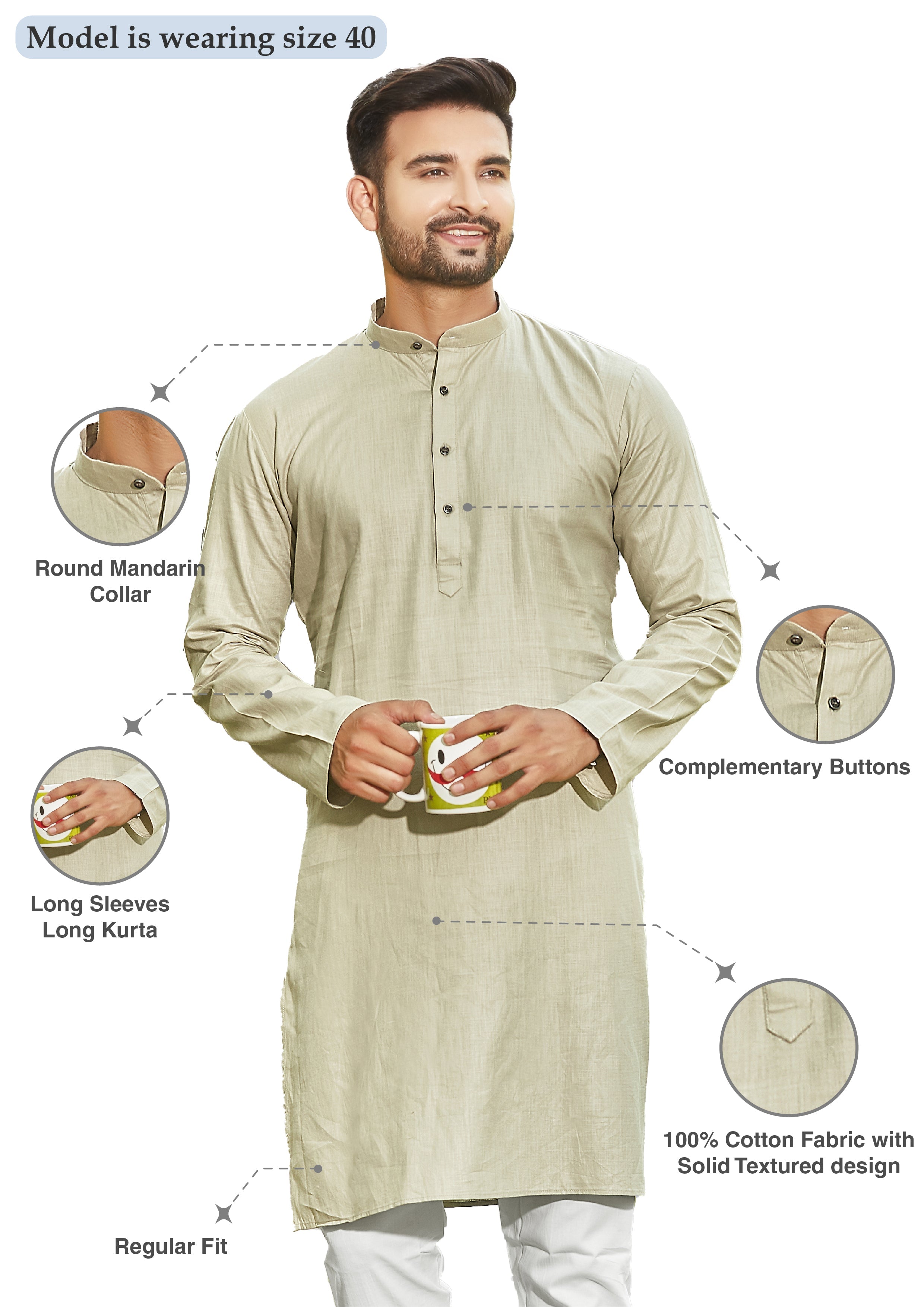 Cotton Kurta for Men - Green | KPSSHPOG38 | DesiQlo