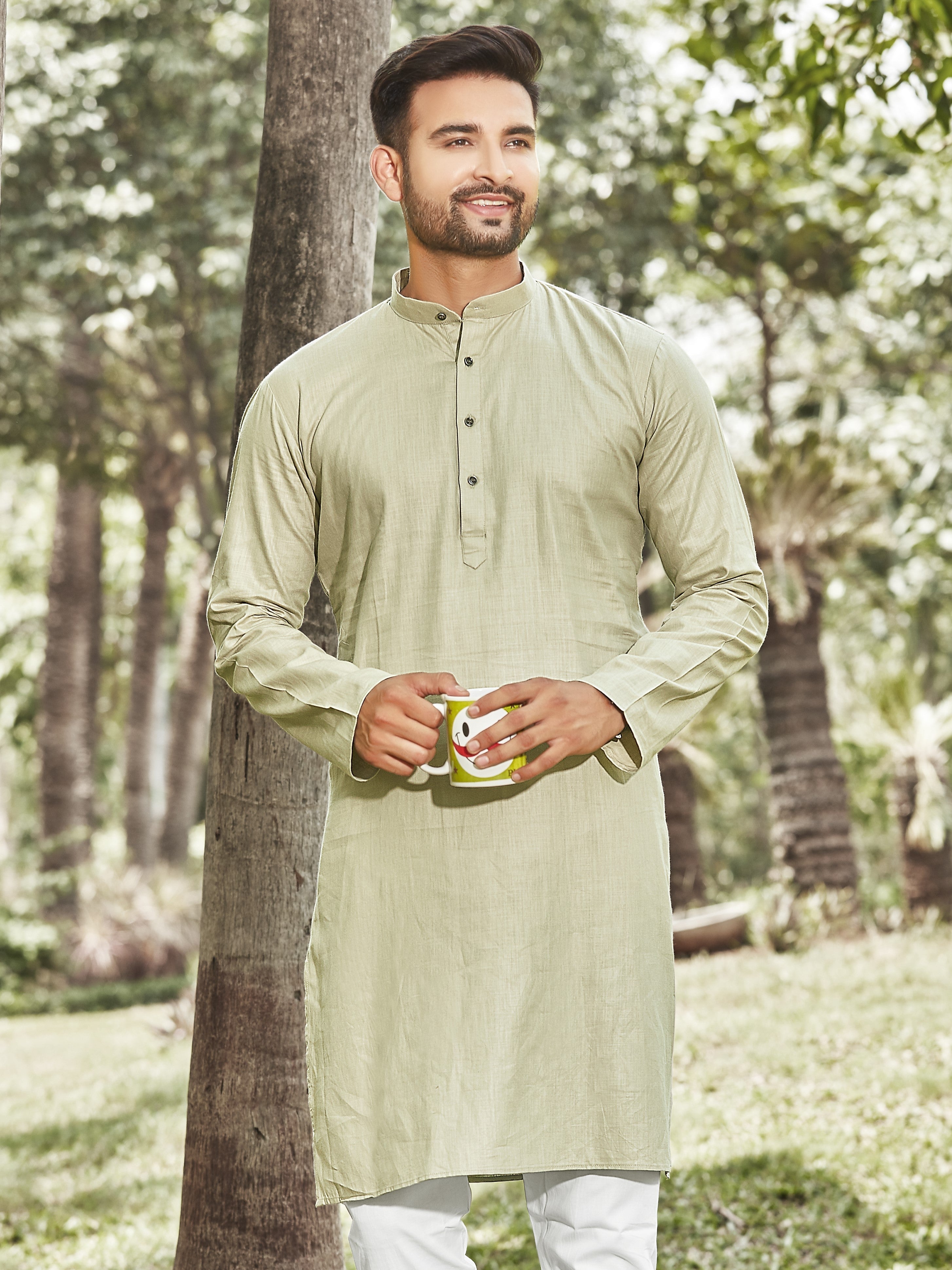 Cotton Kurta for Men - Green | KPSSHPOG38 | DesiQlo