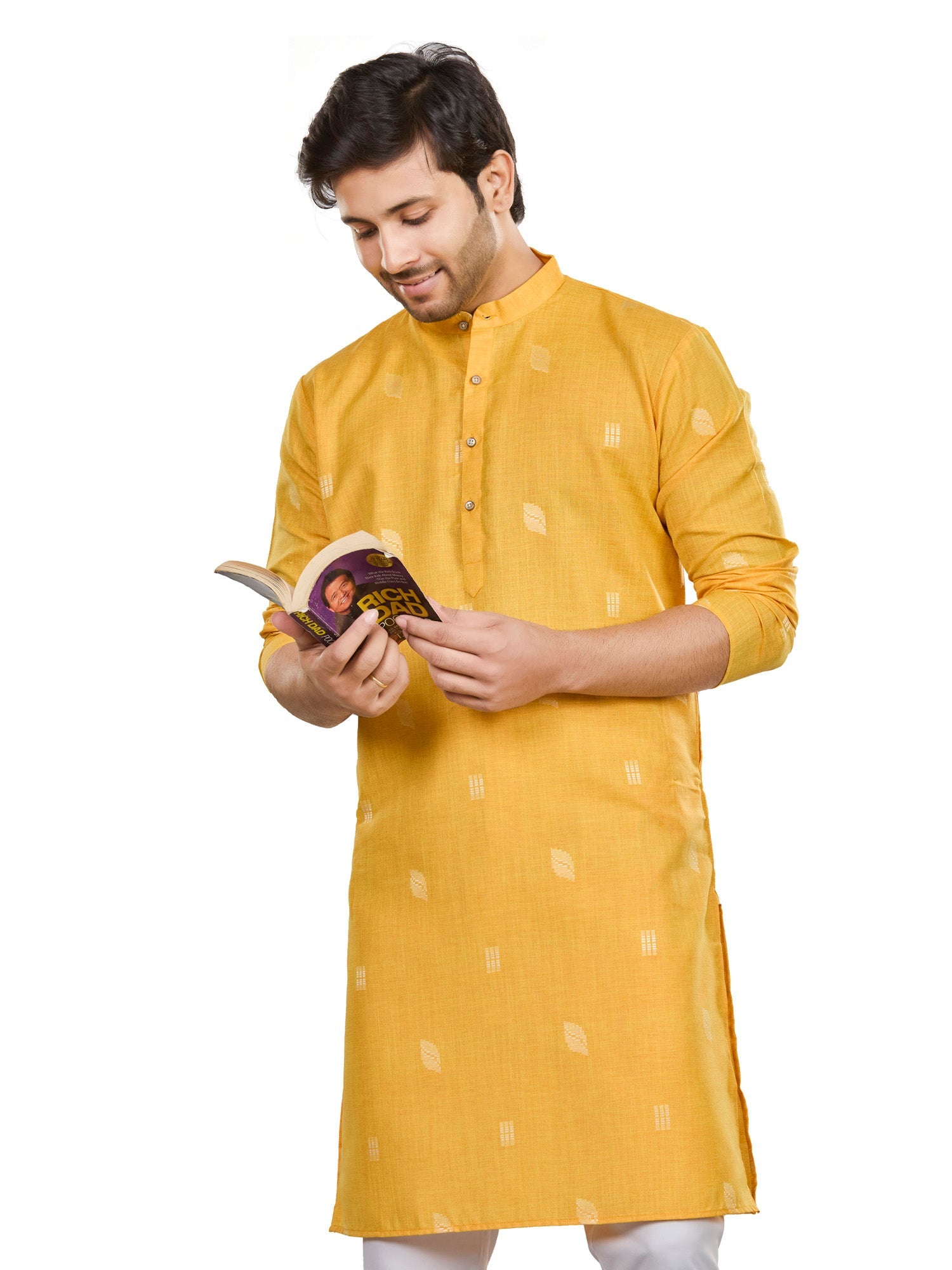 Cotton Kurta for Men - Orange | KUSRBUOR38 | DesiQlo