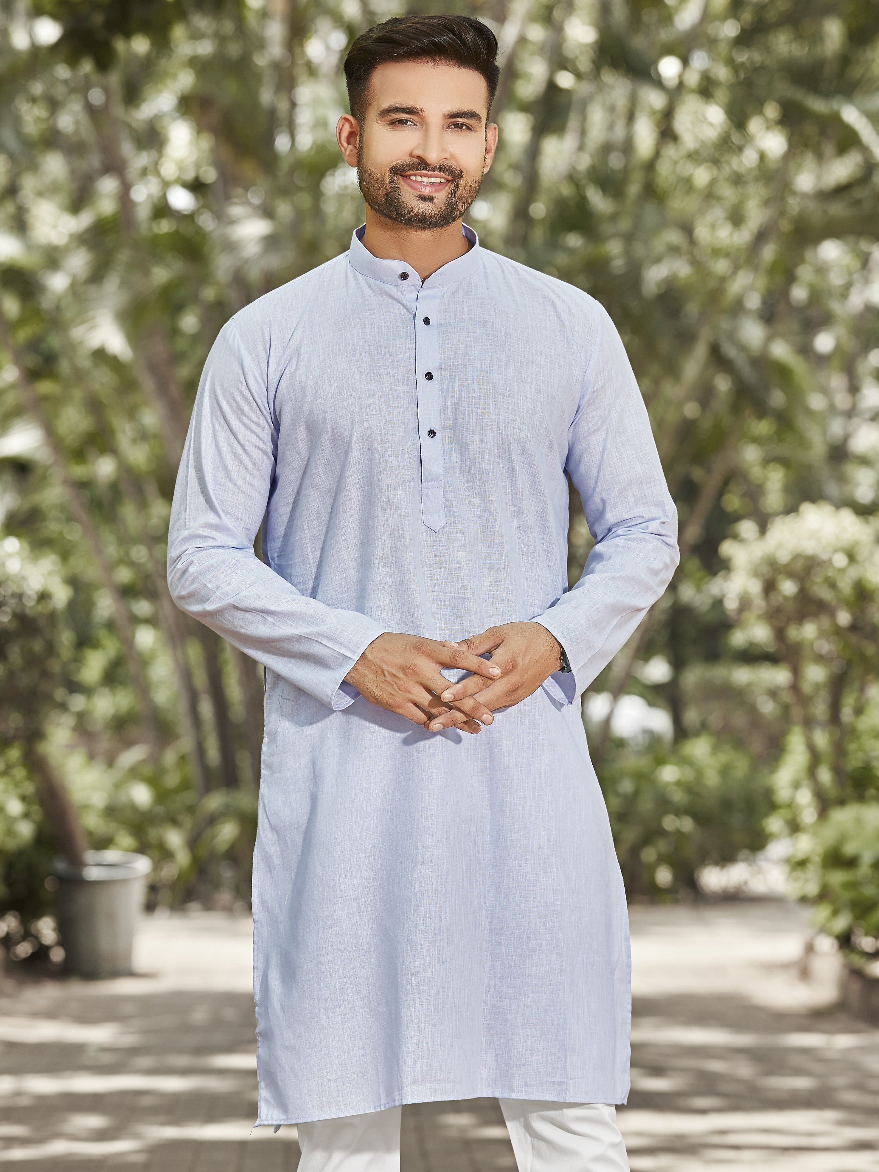 Cotton Kurta for Men - Blue | KPUCLCLGR3 | DesiQlo
