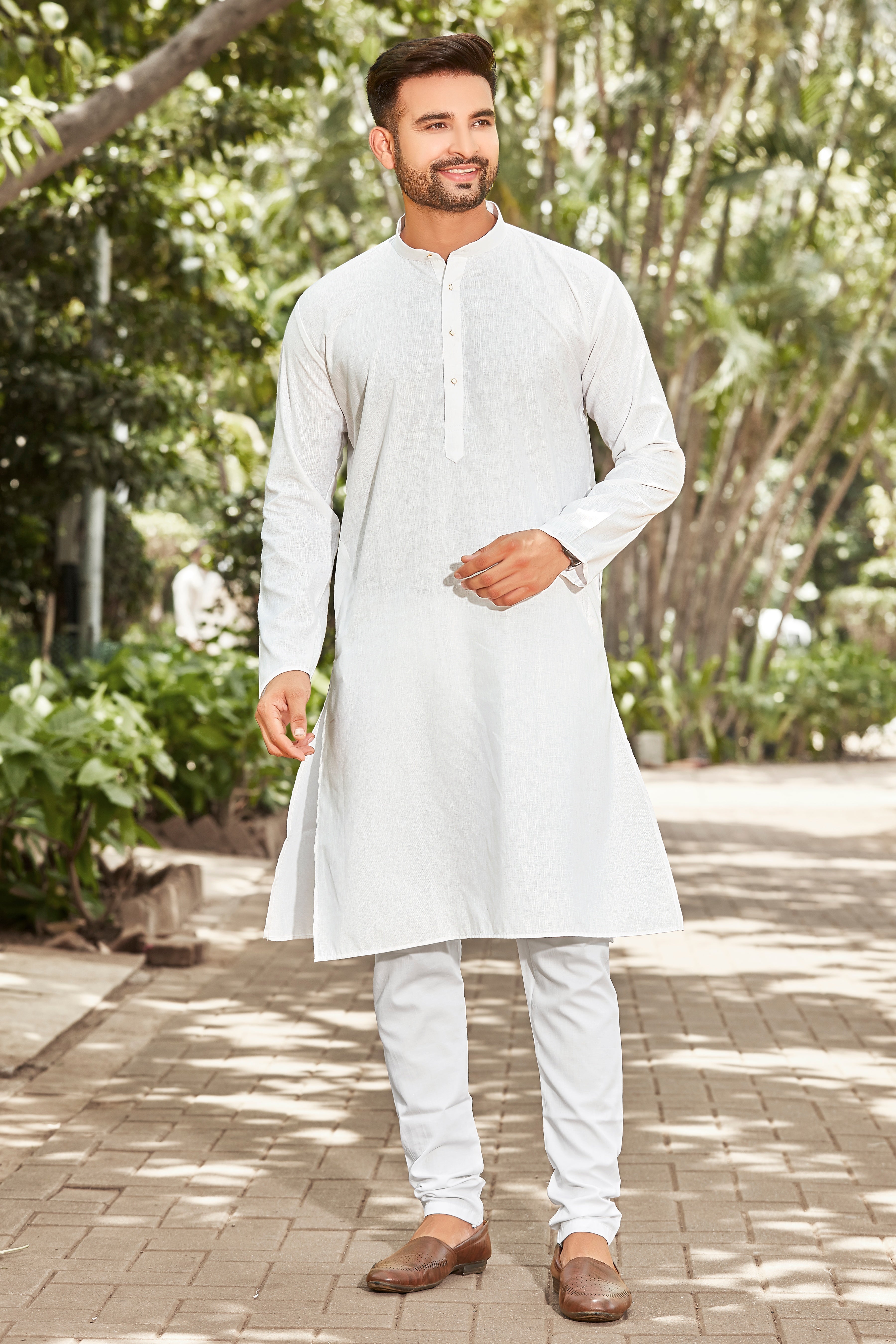 Cotton Kurta for Men - White | KPSRLSWH38 | DesiQlo