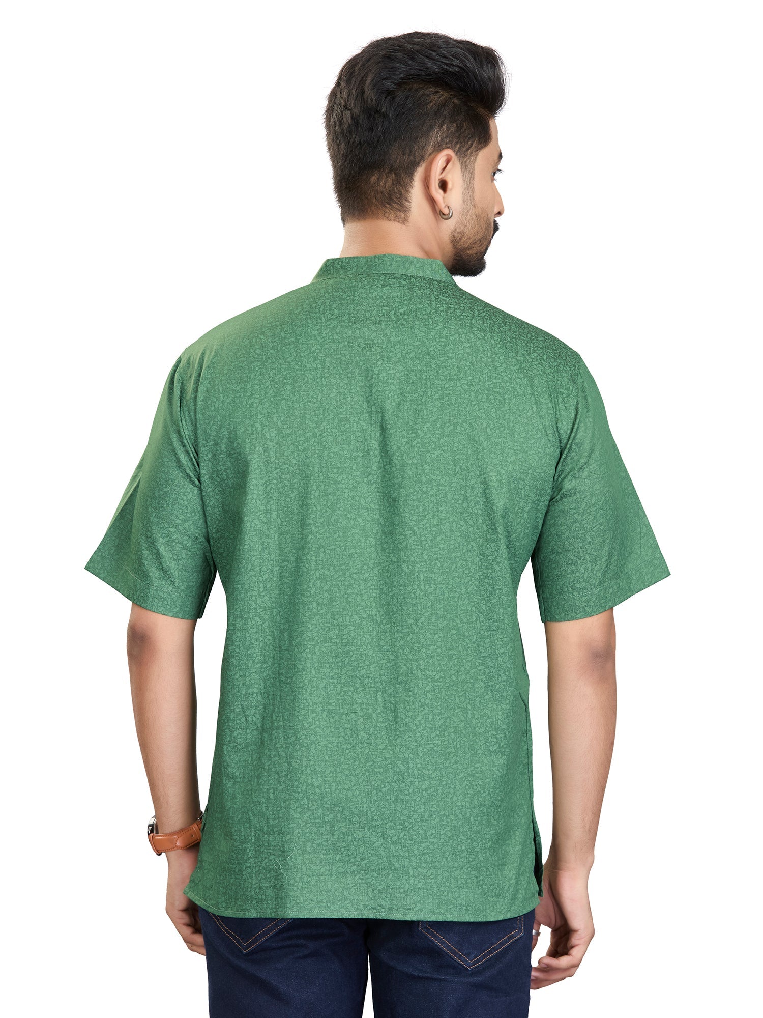 Bamboo Short Kurta Half Sleeves for Men - White | SHAVPRGRN3 | DesiQlo