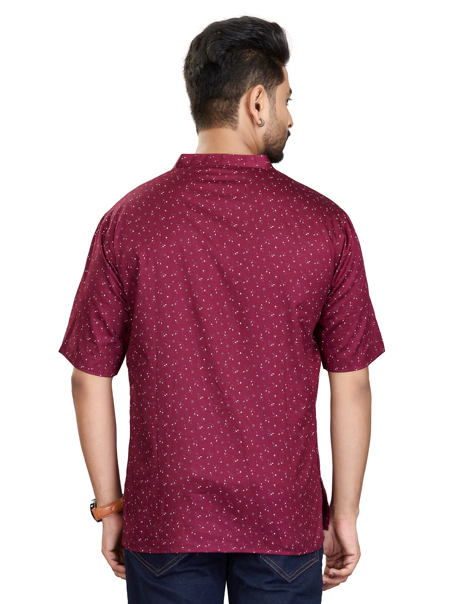 Bamboo Short Kurta Half Sleeves for Men - White | SHAVSPMAR3 | DesiQlo