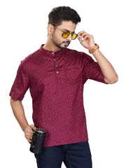 Bamboo Short Kurta Half Sleeves for Men - White | SHAVSPMAR3